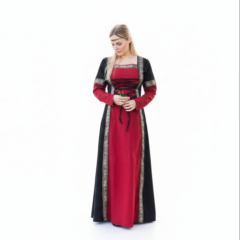 Imagen única de: Vestido Medieval Eleanor, Rojo/negro
