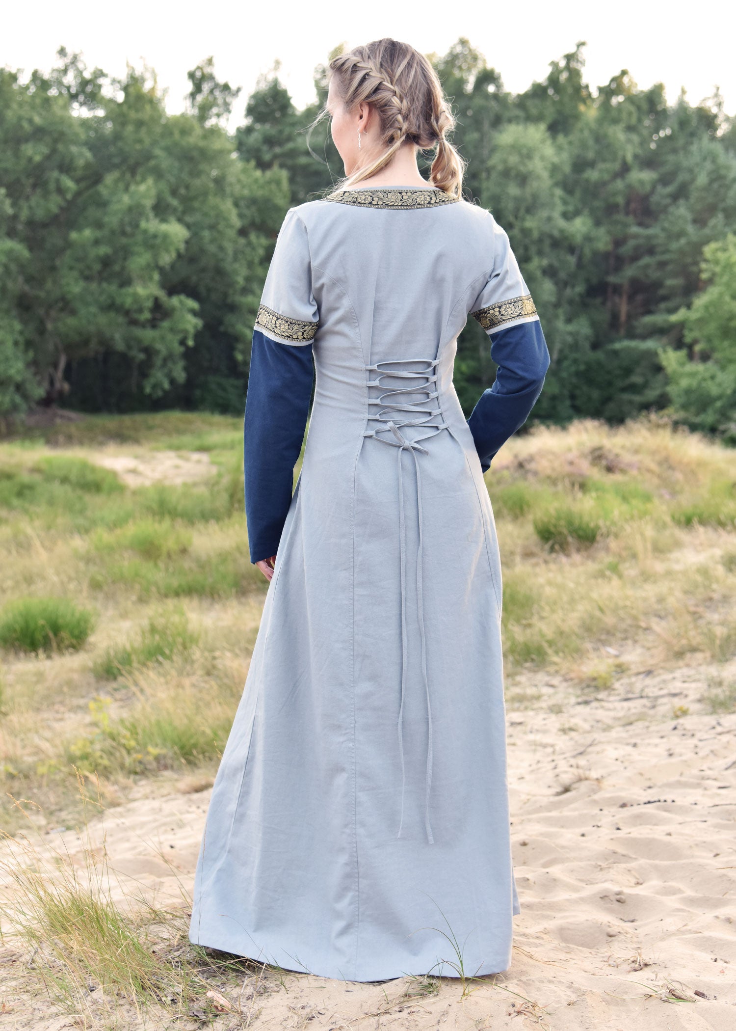 Imagen 2 - Vestido Medieval Eleanor, Azul/azul-gris