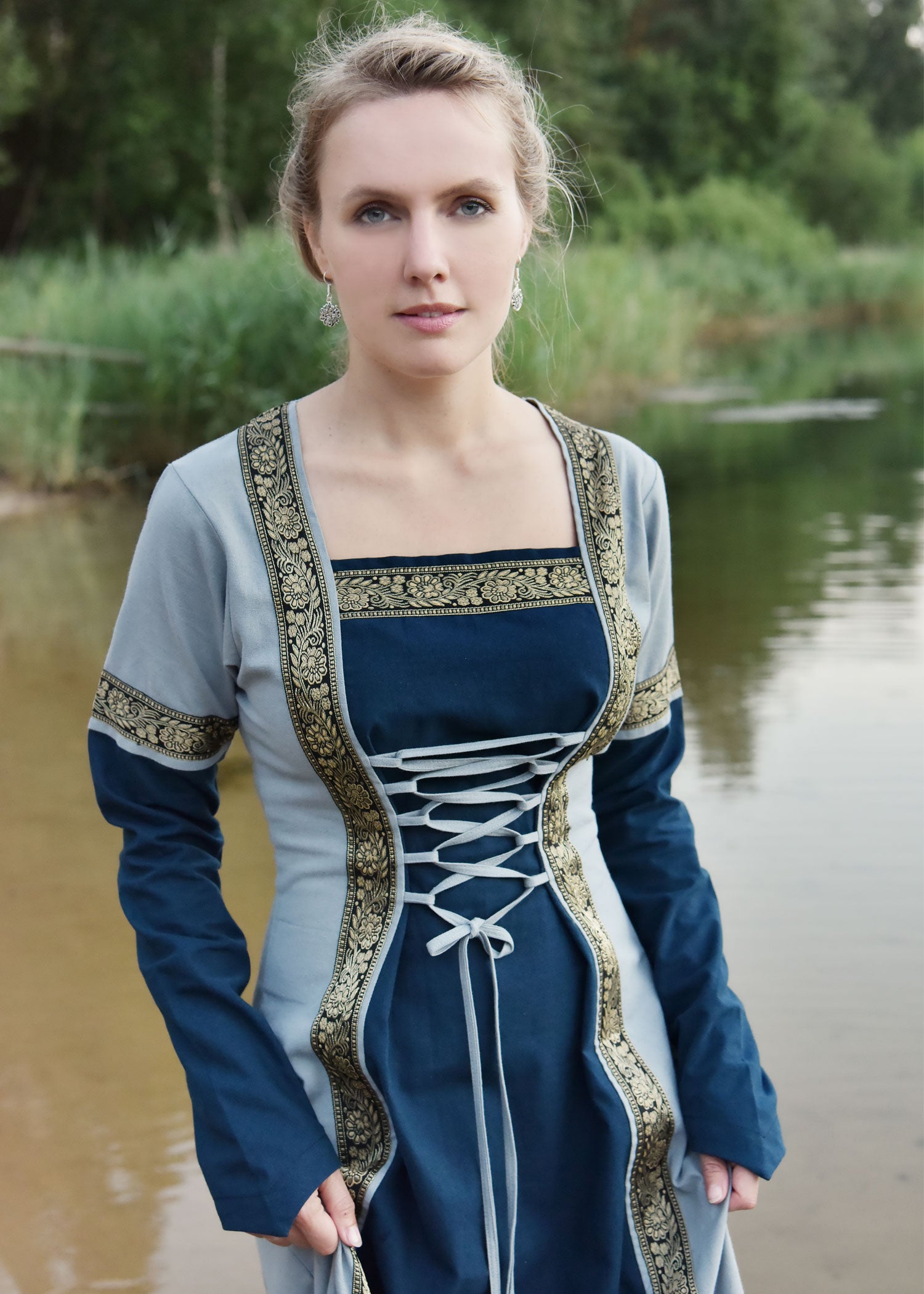 Imagen 4 - Vestido Medieval Eleanor, Azul/azul-gris