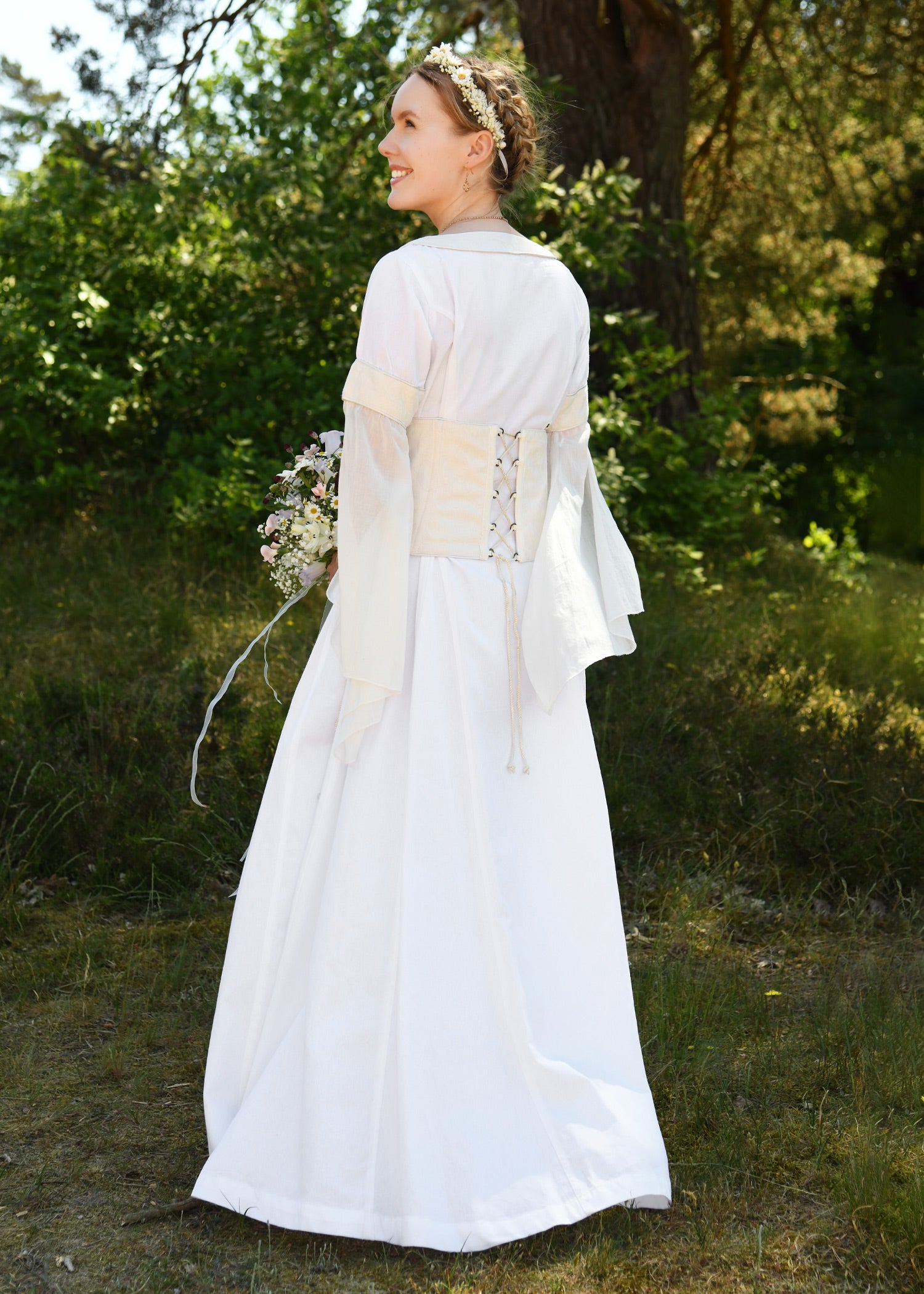 Imagen única de: Vestido De Novia Medieval Con Corsé, Vestido De Novia Fino, Blanco/natural