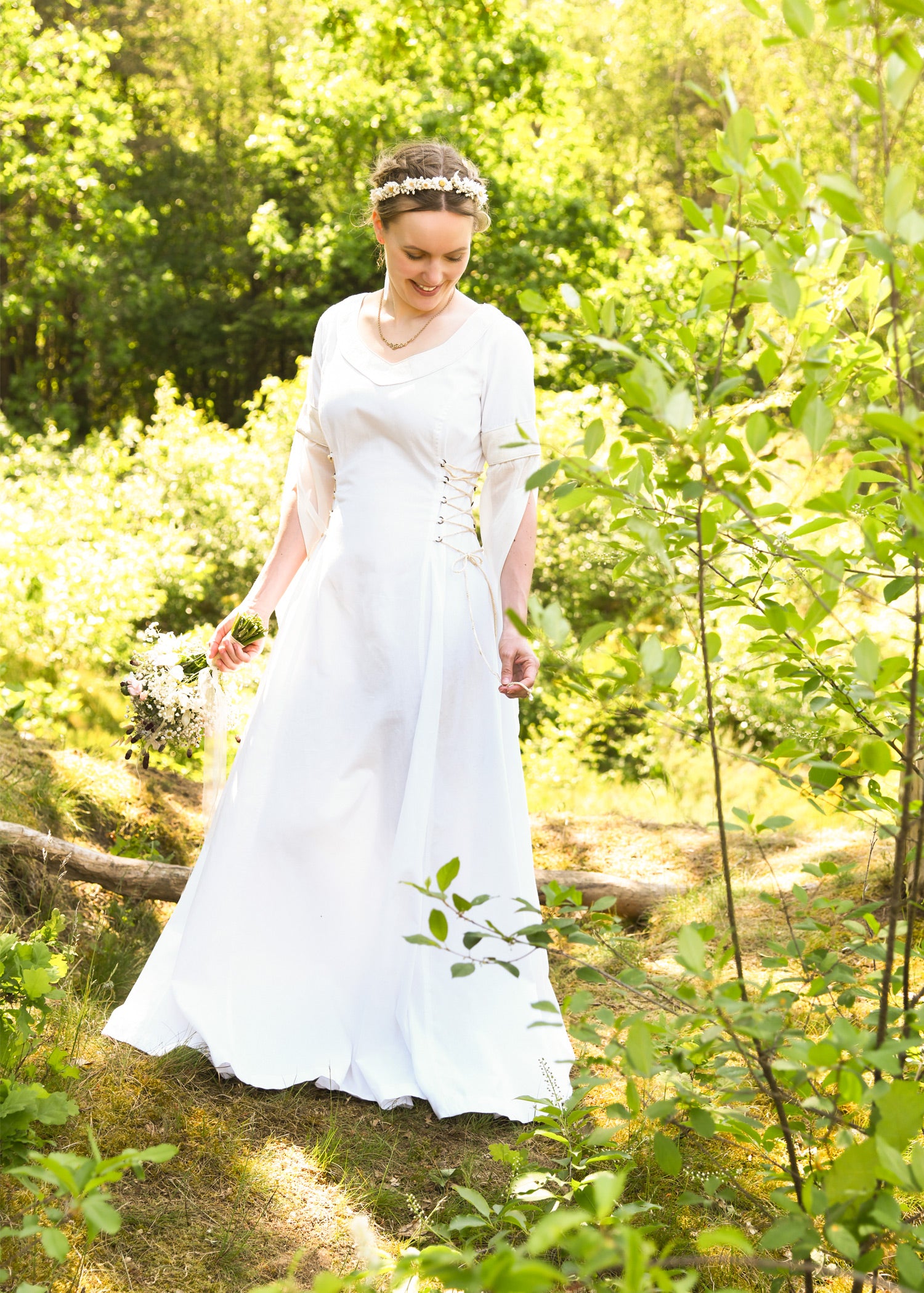 Imagen única de: Vestido De Novia Medieval Con Corsé, Vestido De Novia Fino, Blanco/natural