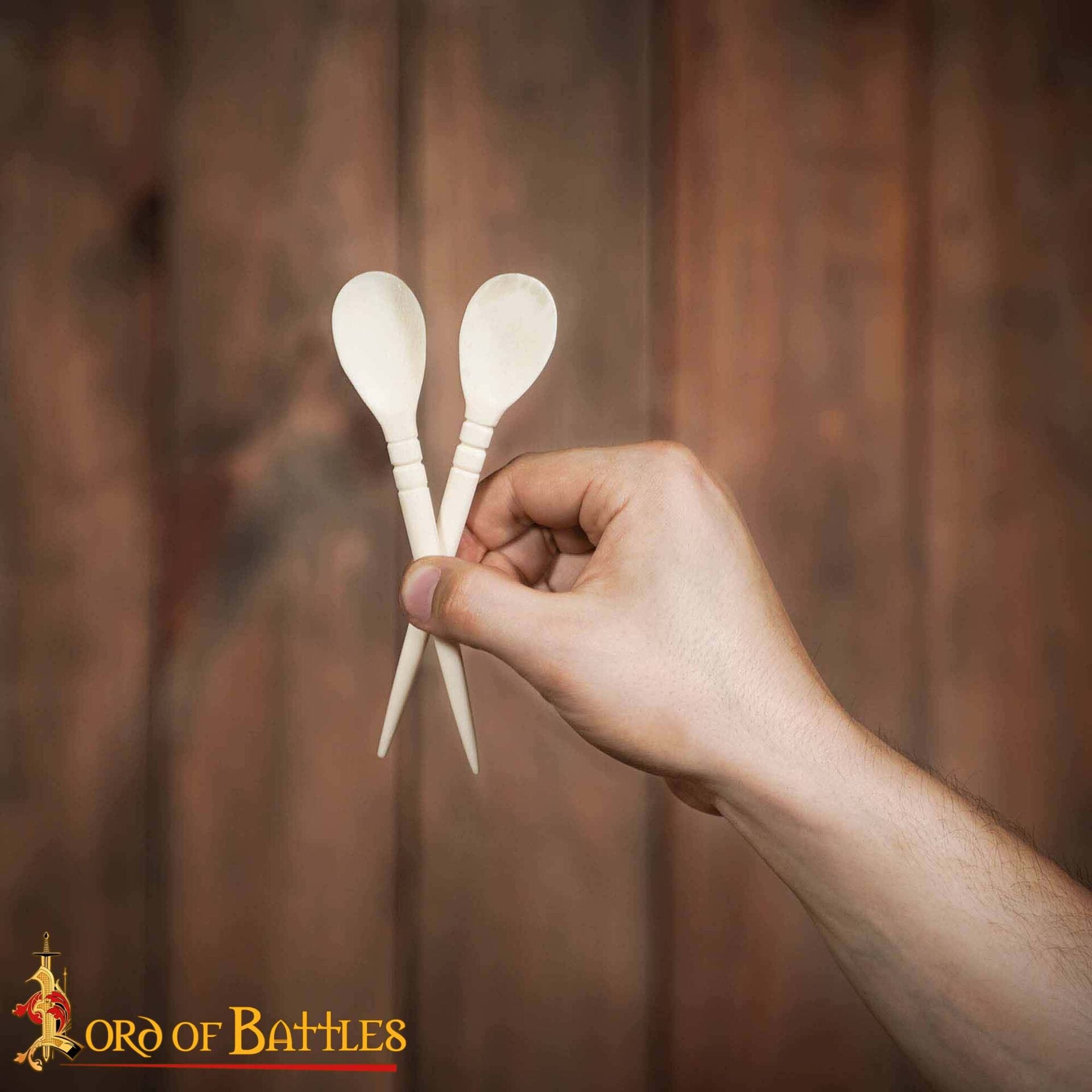 Imagen única de: Cucharas Romanas Artesanales de Hueso - Juego de 2 - Hueso de Buey Auténtico de Origen Ético - Utensilios Históricos