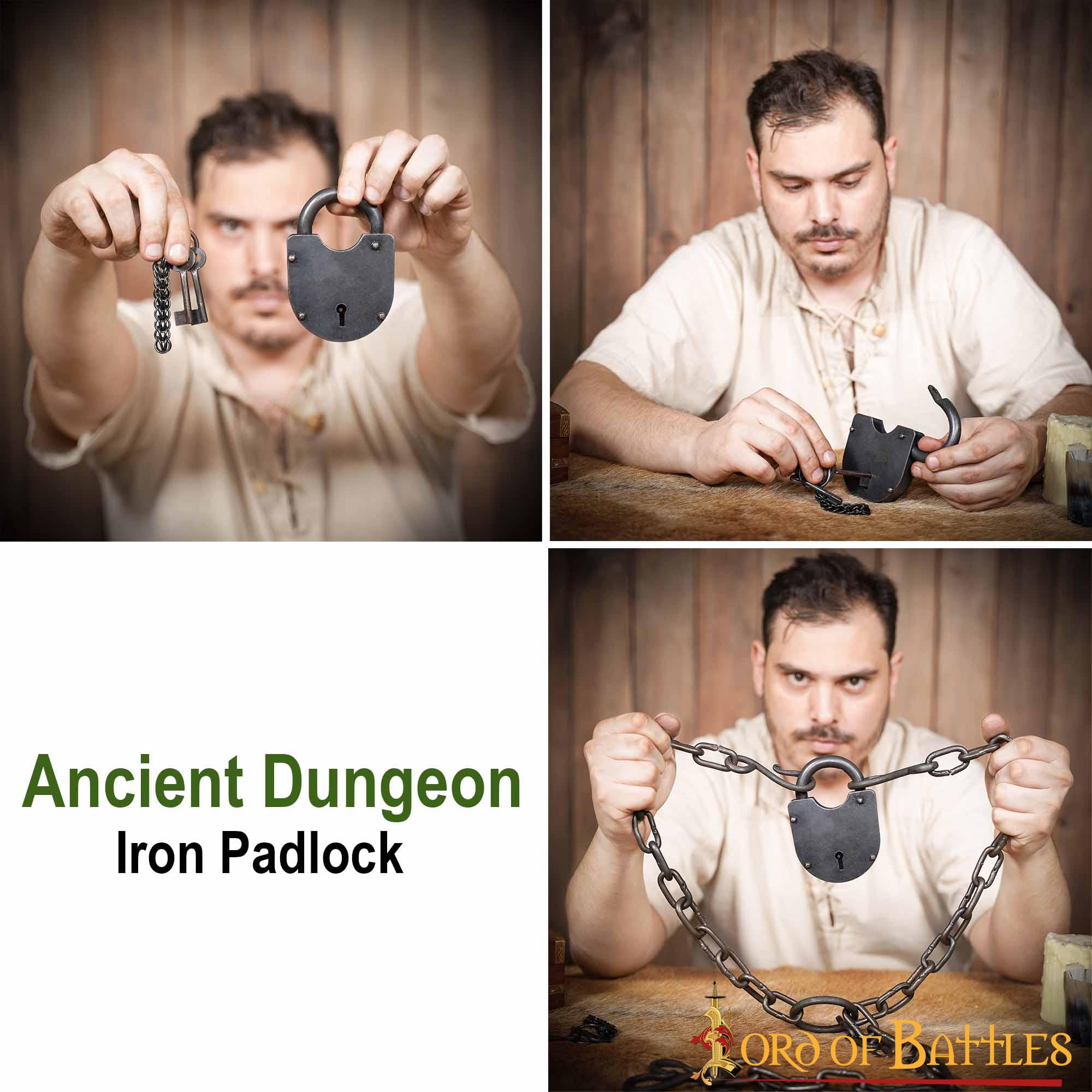 Imagen única de: Candado Medieval Forjado a Mano con Dos Llaves Funcionales