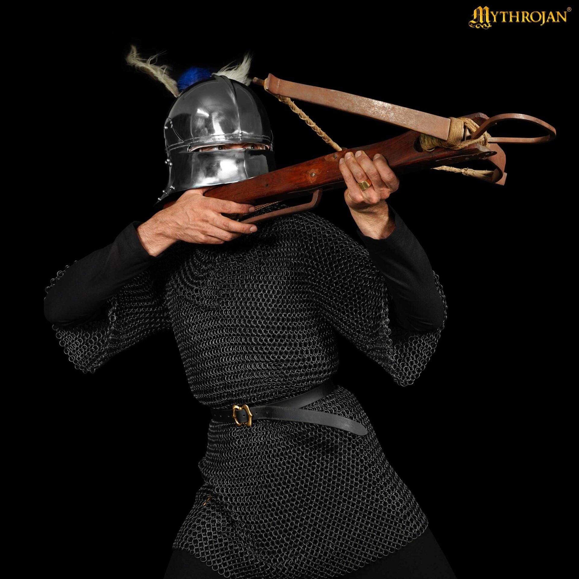 Imagen única de: Cofia Medieval de Cota de Malla - Anillas de Acero Dulce Conificado - Acabado Ennegrecido - 10 Mm 16 Galgas - Grande