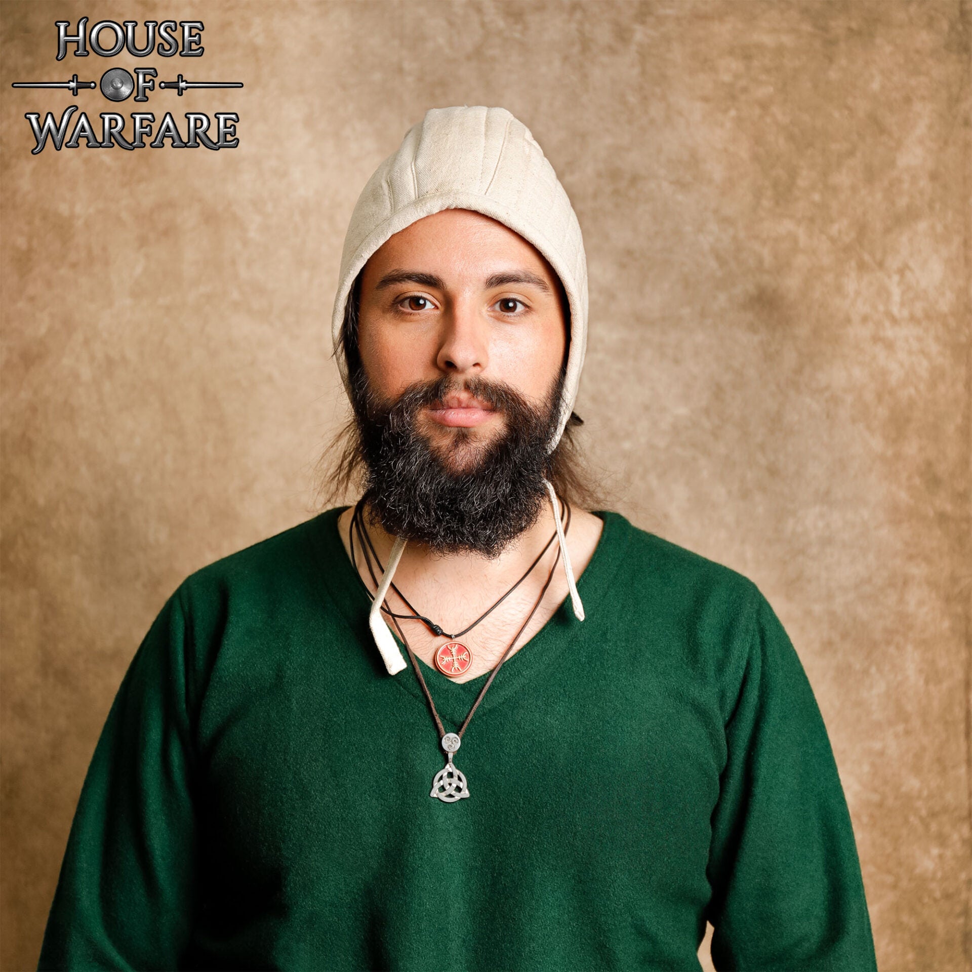 Imagen única de: Gorro de Armar de Algodón Acolchado - Forro de Casco Medieval - Acolchado de Lona Natural