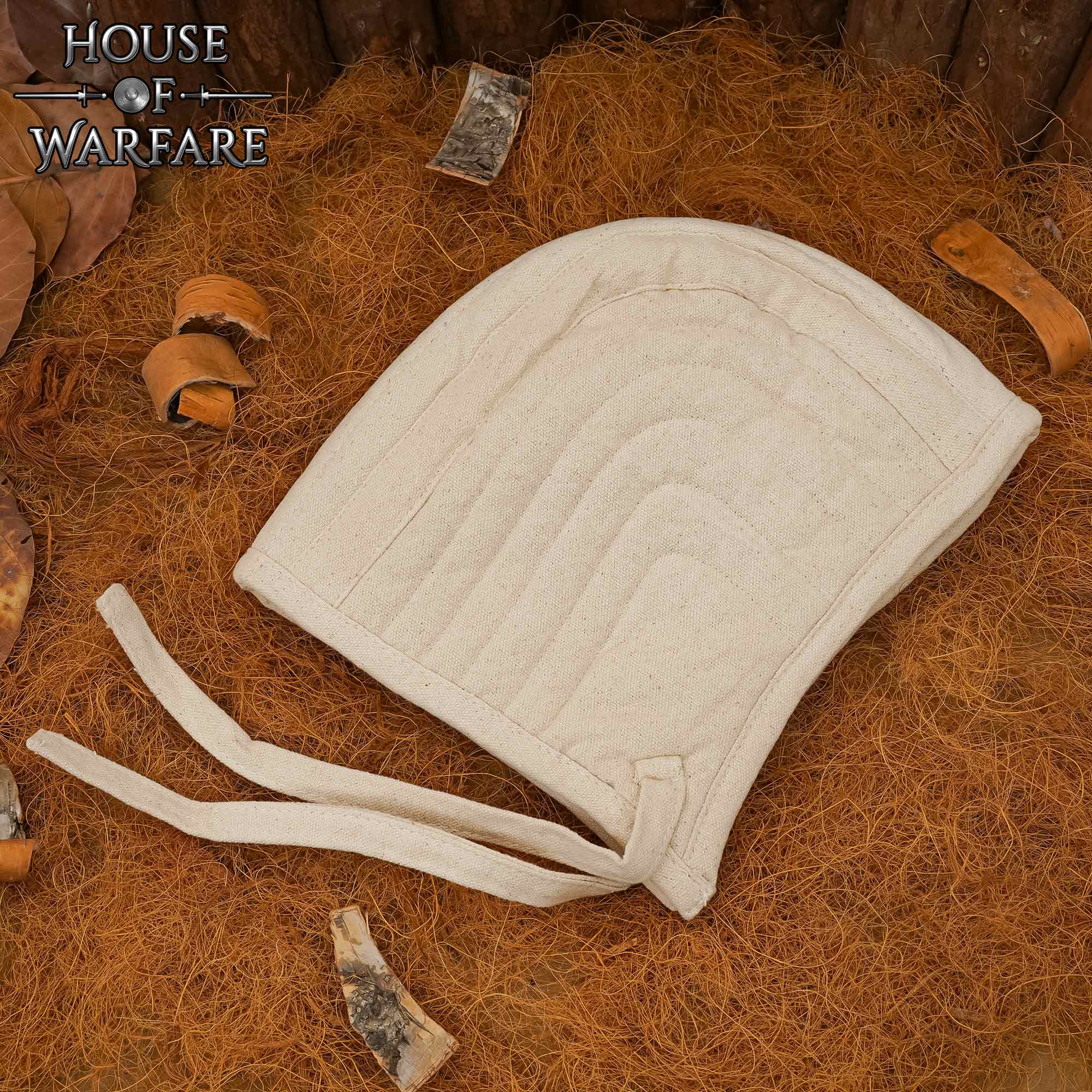 Imagen única de: Gorro de Armar de Algodón Acolchado - Forro de Casco Medieval - Acolchado de Lona Natural