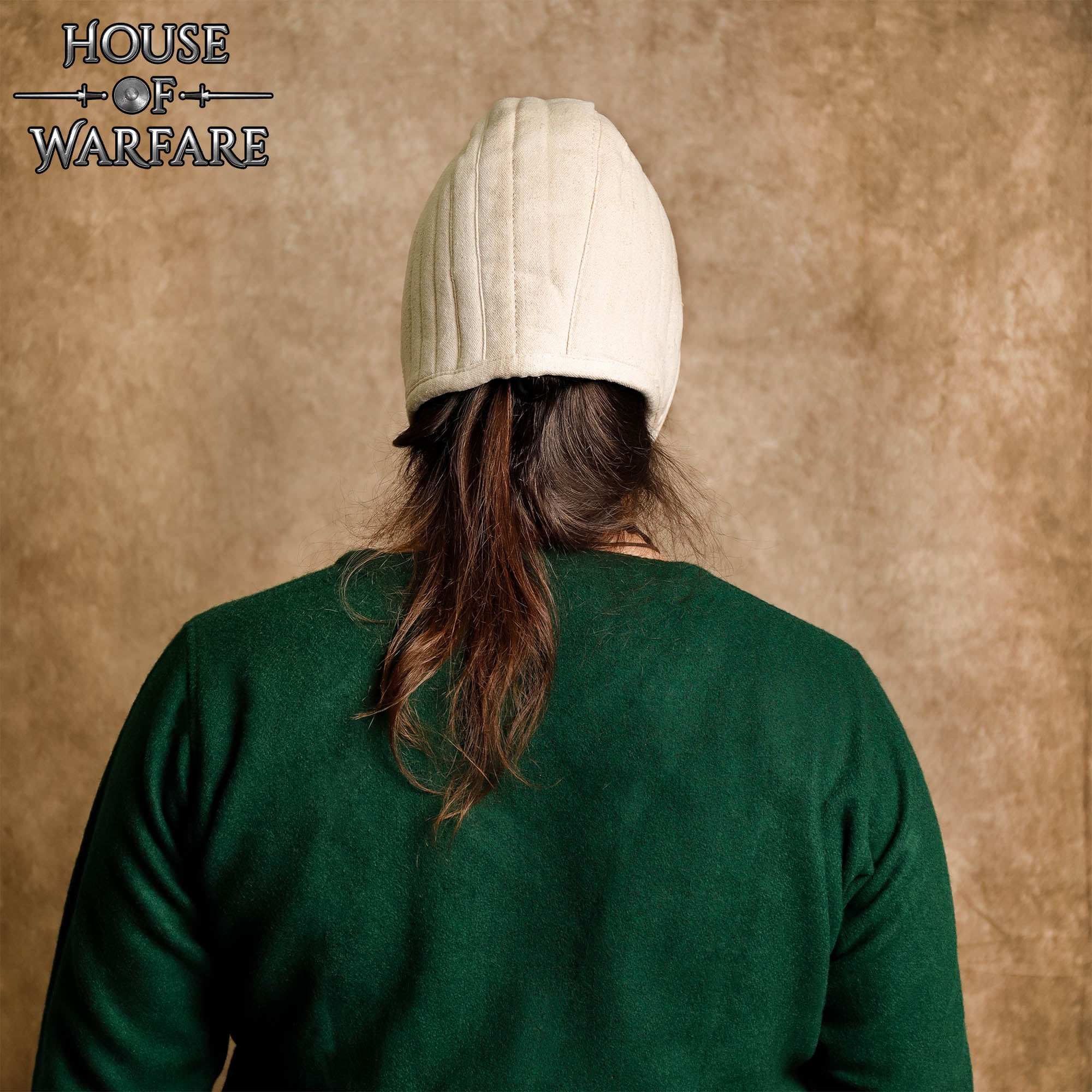 Imagen única de: Gorro de Armar de Algodón Acolchado - Forro de Casco Medieval - Acolchado de Lona Natural