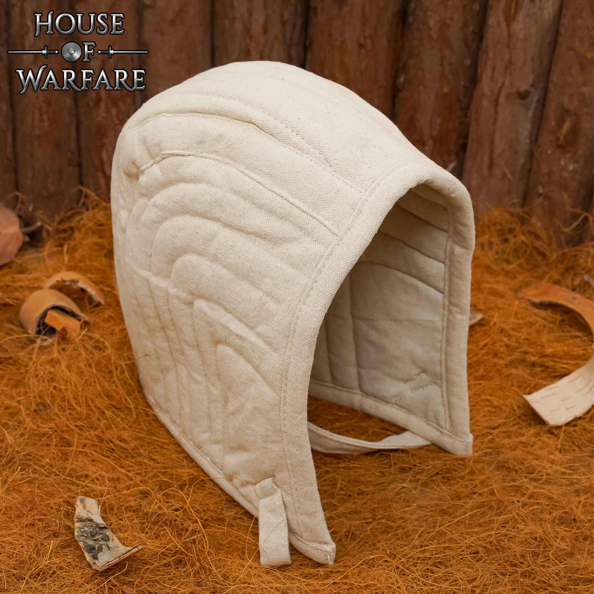 Imagen única de: Gorro de Armar de Algodón Acolchado - Forro de Casco Medieval - Acolchado de Lona Natural