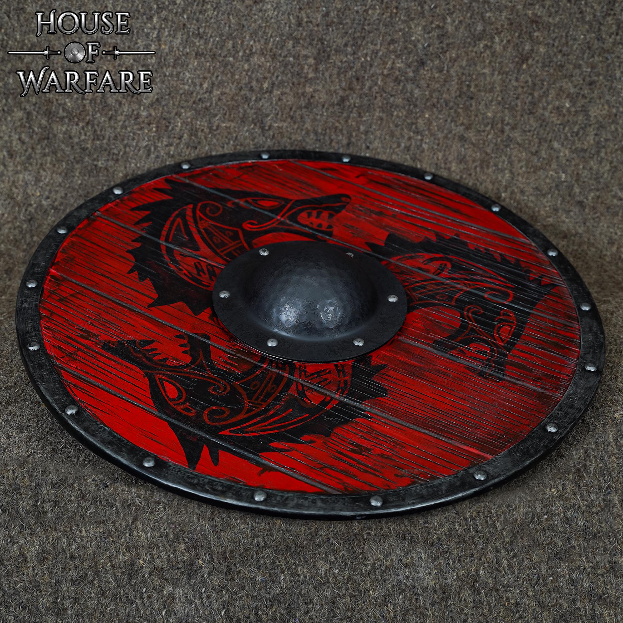 Imagen única de: Jefe de Escudo Vikingo y Anglosajón - 7,9" de Diámetro, Acero Ennegrecido de Calibre 14