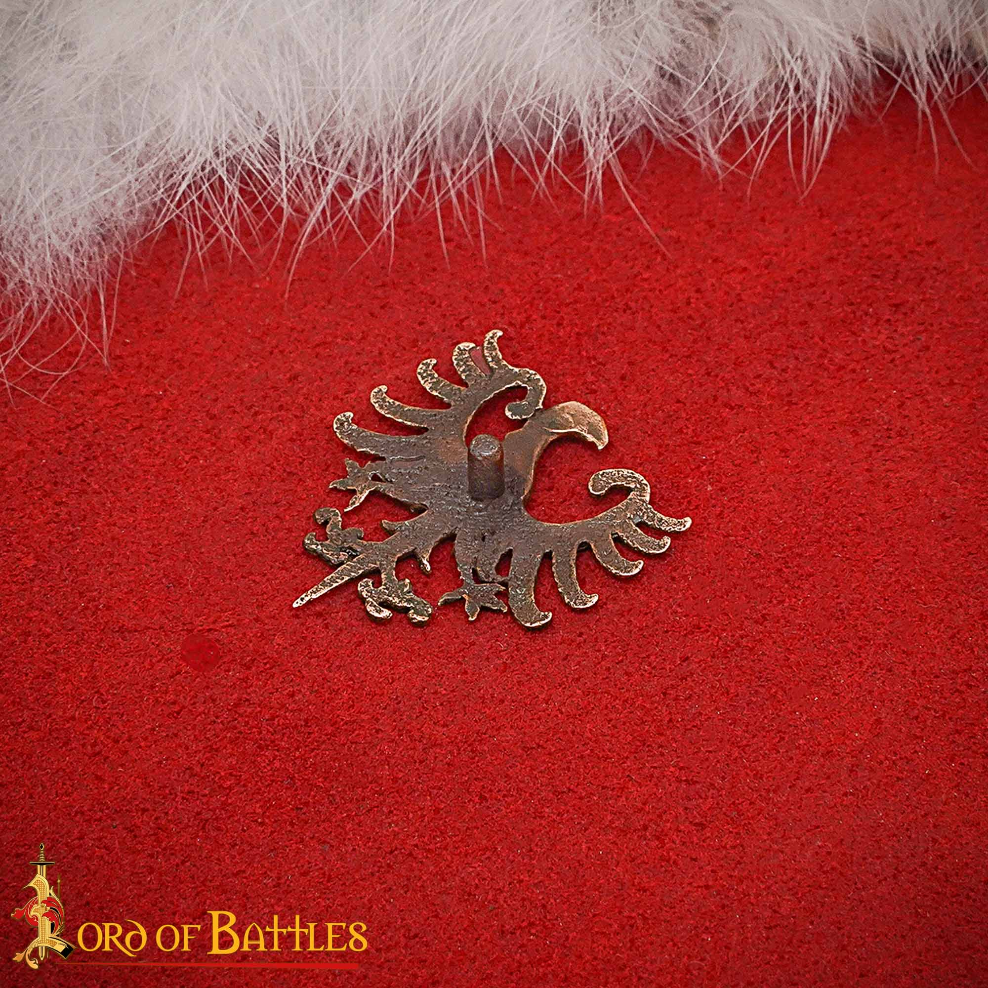 Imagen única de: Alfiler de Bronce Antiguo con Insignia de Águila Heráldica - Insignia de Bronce Macizo con Montura de Estilo Medieval