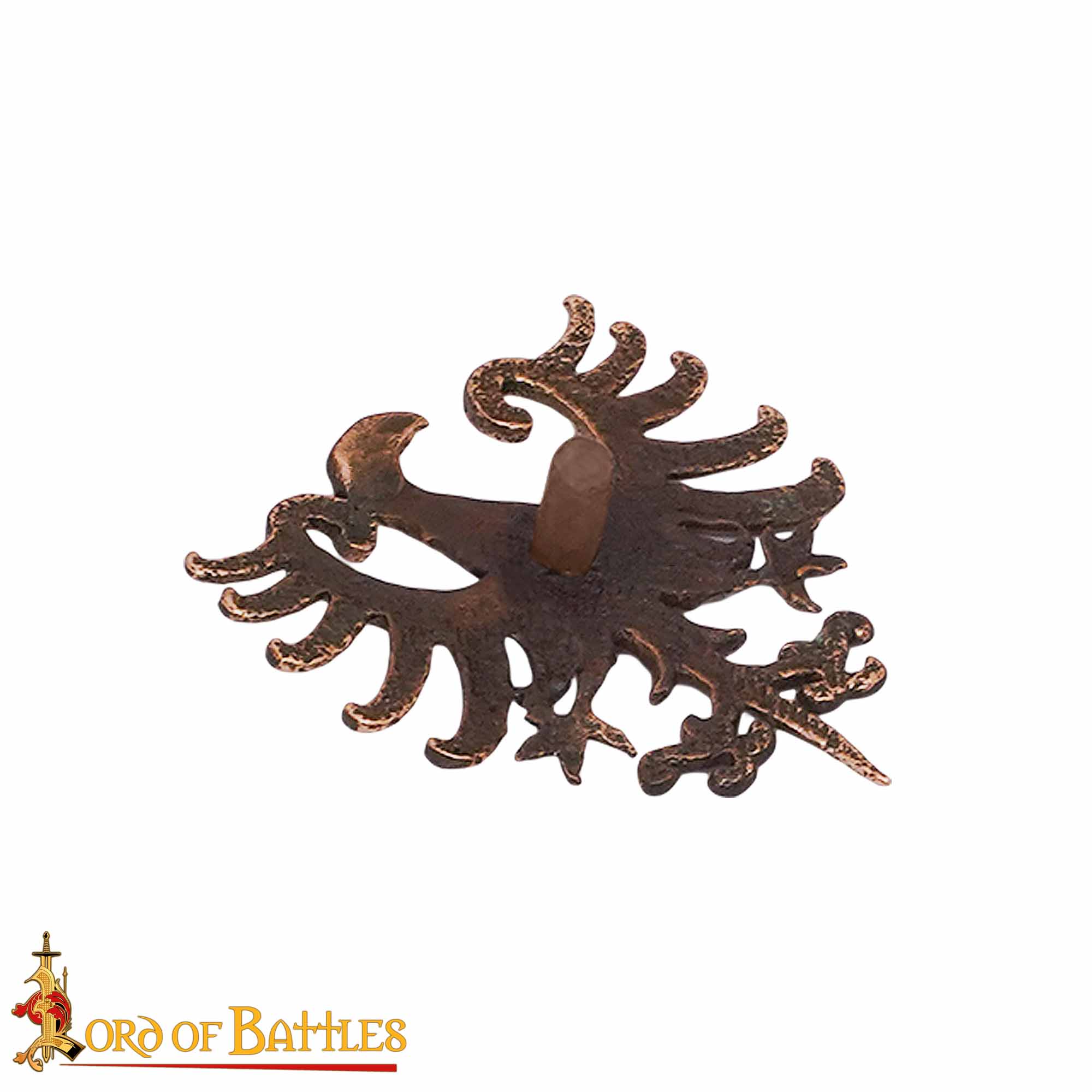 Imagen única de: Alfiler de Bronce Antiguo con Insignia de Águila Heráldica - Insignia de Bronce Macizo con Montura de Estilo Medieval