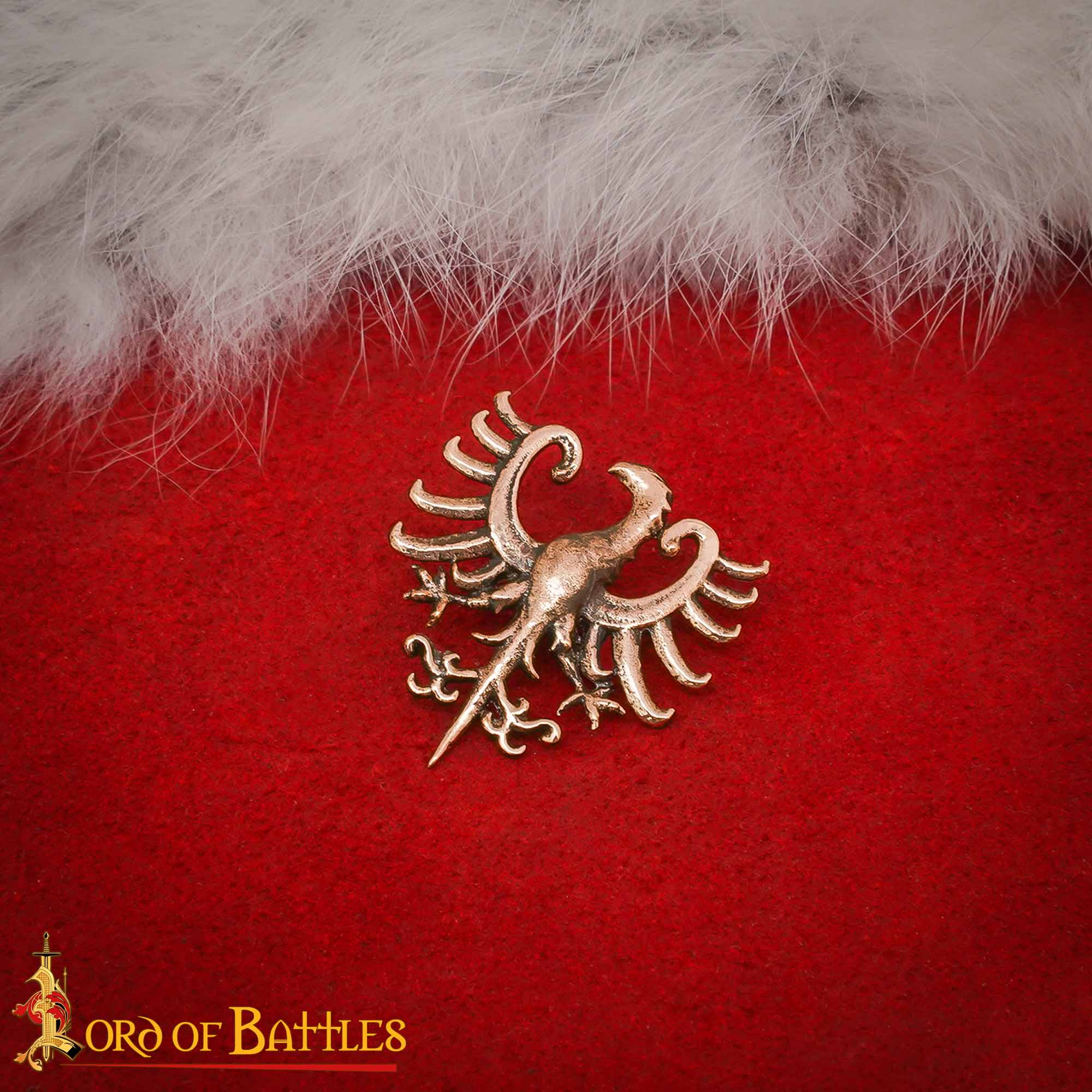 Imagen única de: Alfiler de Bronce Antiguo con Insignia de Águila Heráldica - Insignia de Bronce Macizo con Montura de Estilo Medieval