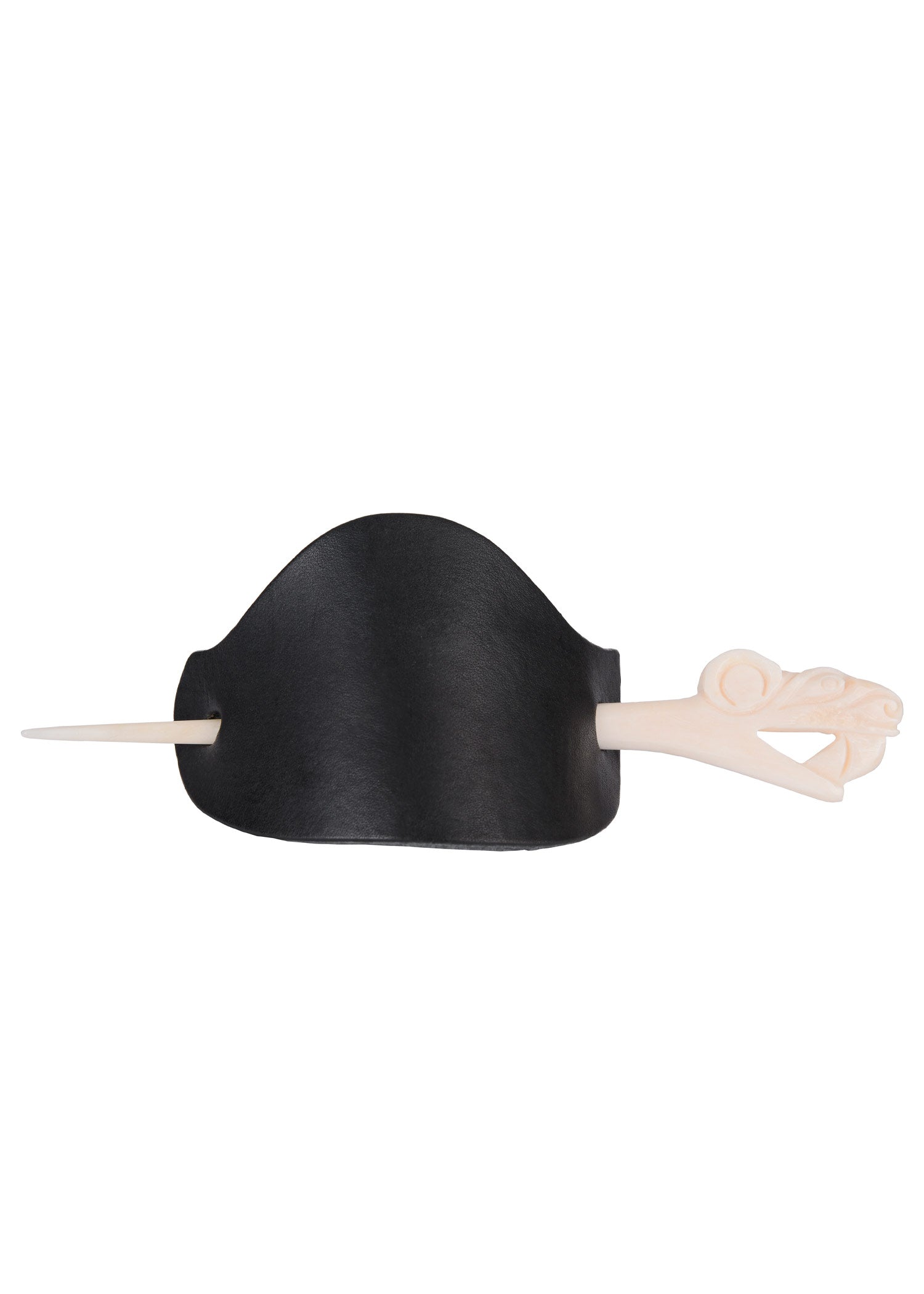 Imagen única de: Pasador De Pelo Vikingo Grande De Cuero Con Pasador De Hueso