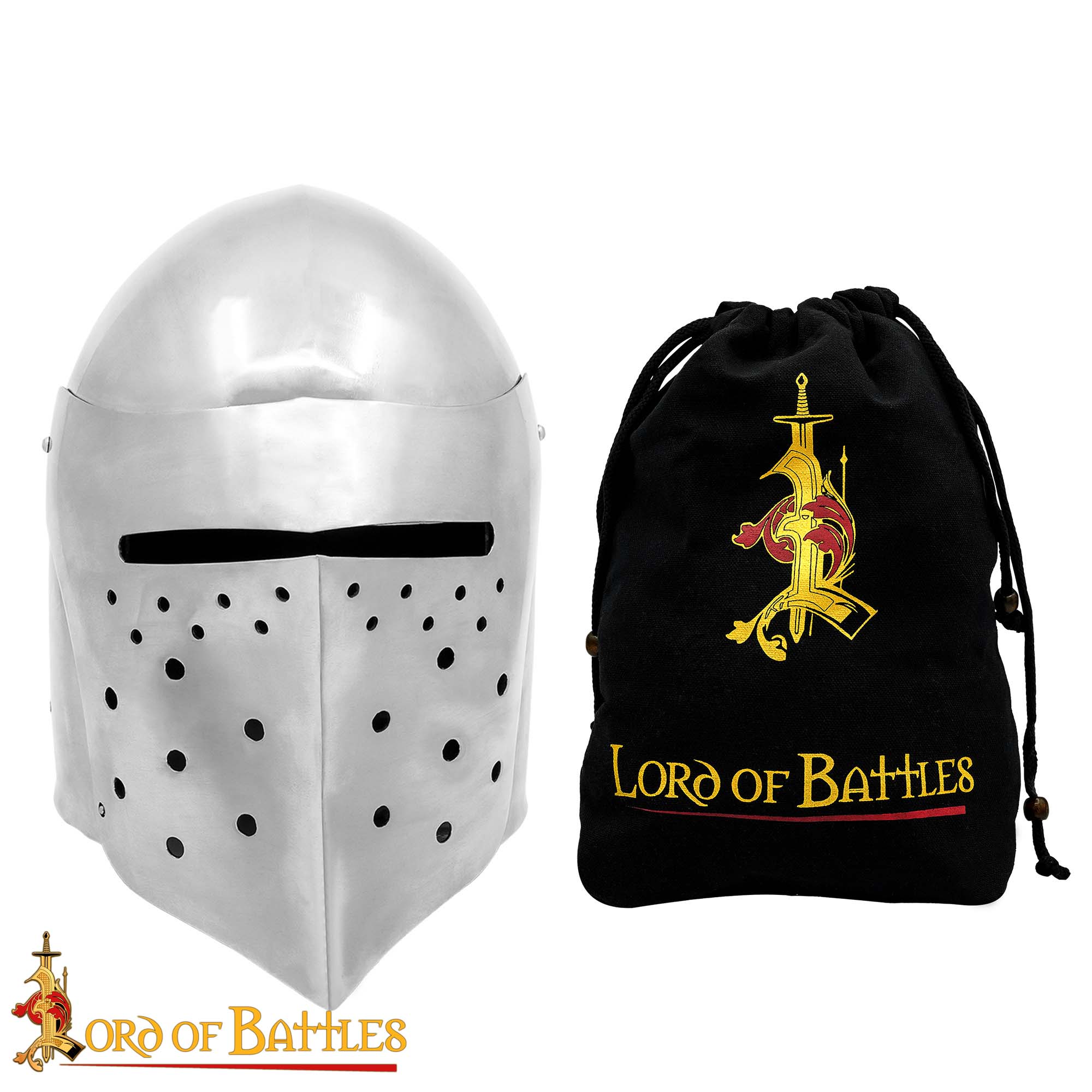 Casco de Caballero Bascinet del Siglo Xiv con Forro Acolchado de Protección - Imagen 4