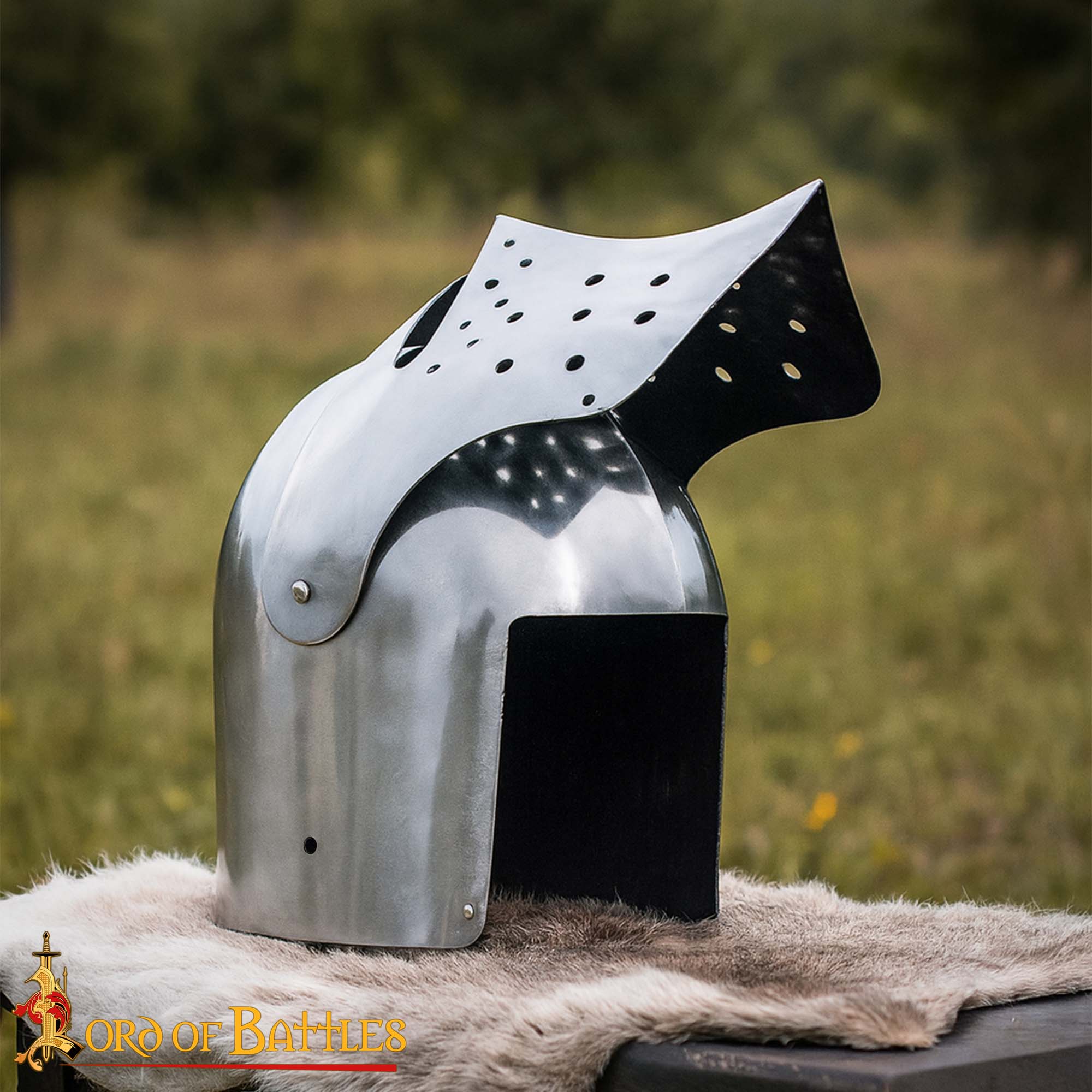 Casco de Caballero Bascinet del Siglo Xiv con Forro Acolchado de Protección - Imagen 5