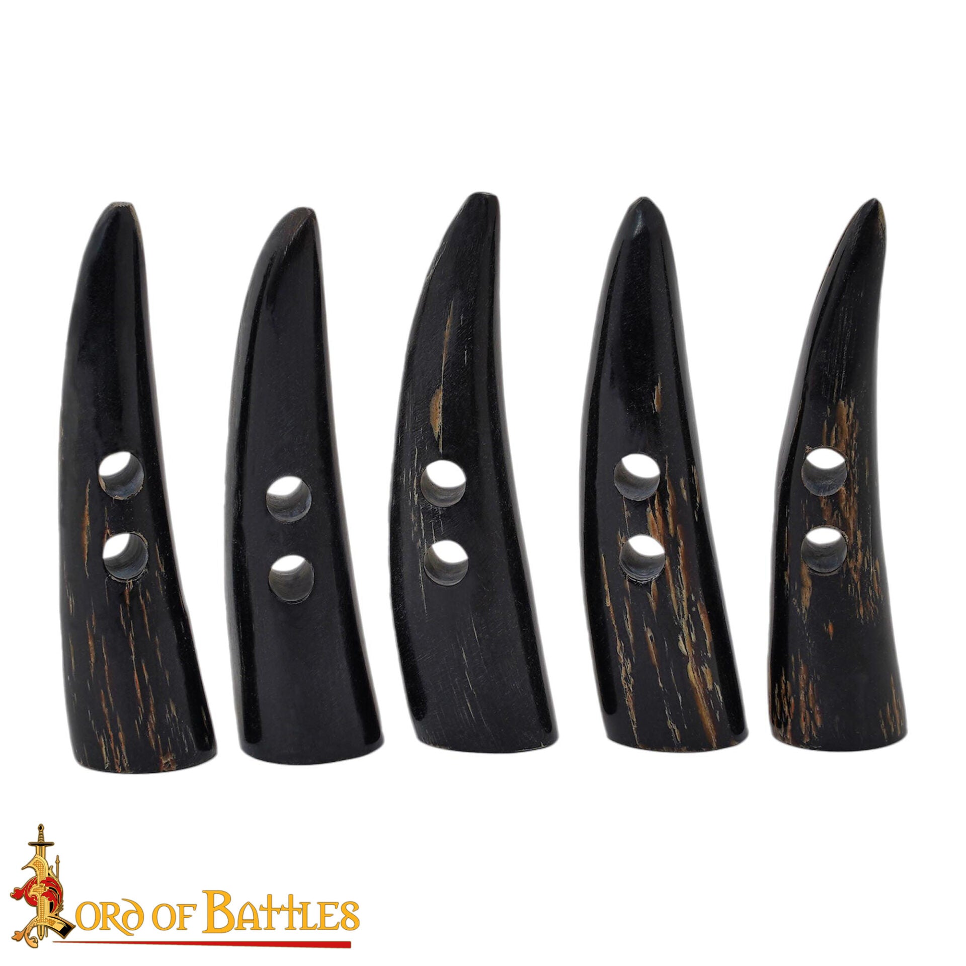 Imagen única de: Toggles Medievales Vikingos de Cuerno de Buey - Juego de 5 Cierres Artesanales de Cuerno Natural
