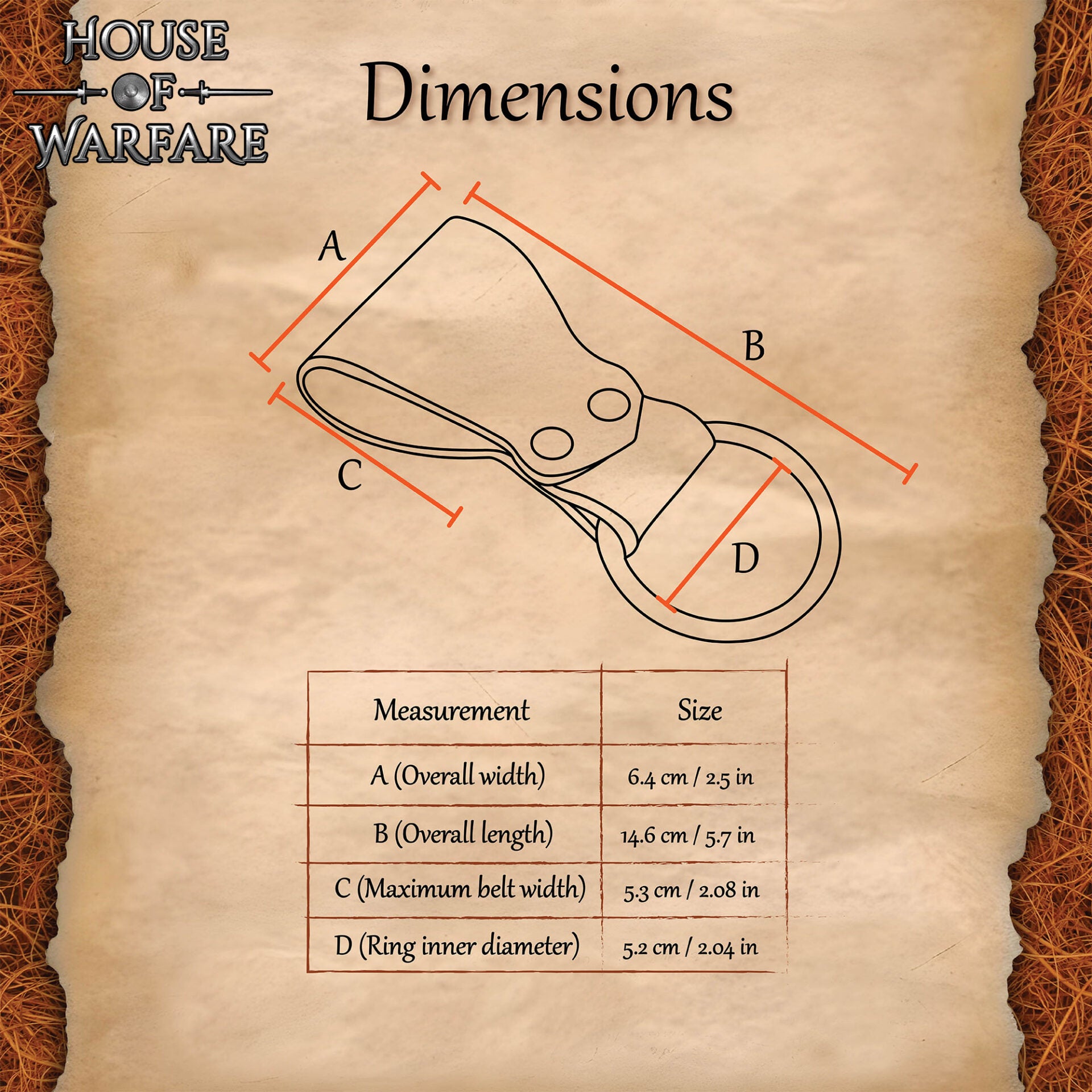 Imagen única de: Rana Medieval de Cuero para Hacha con Anilla de Acero - Cinturón Marrón para Hachas y Herramientas