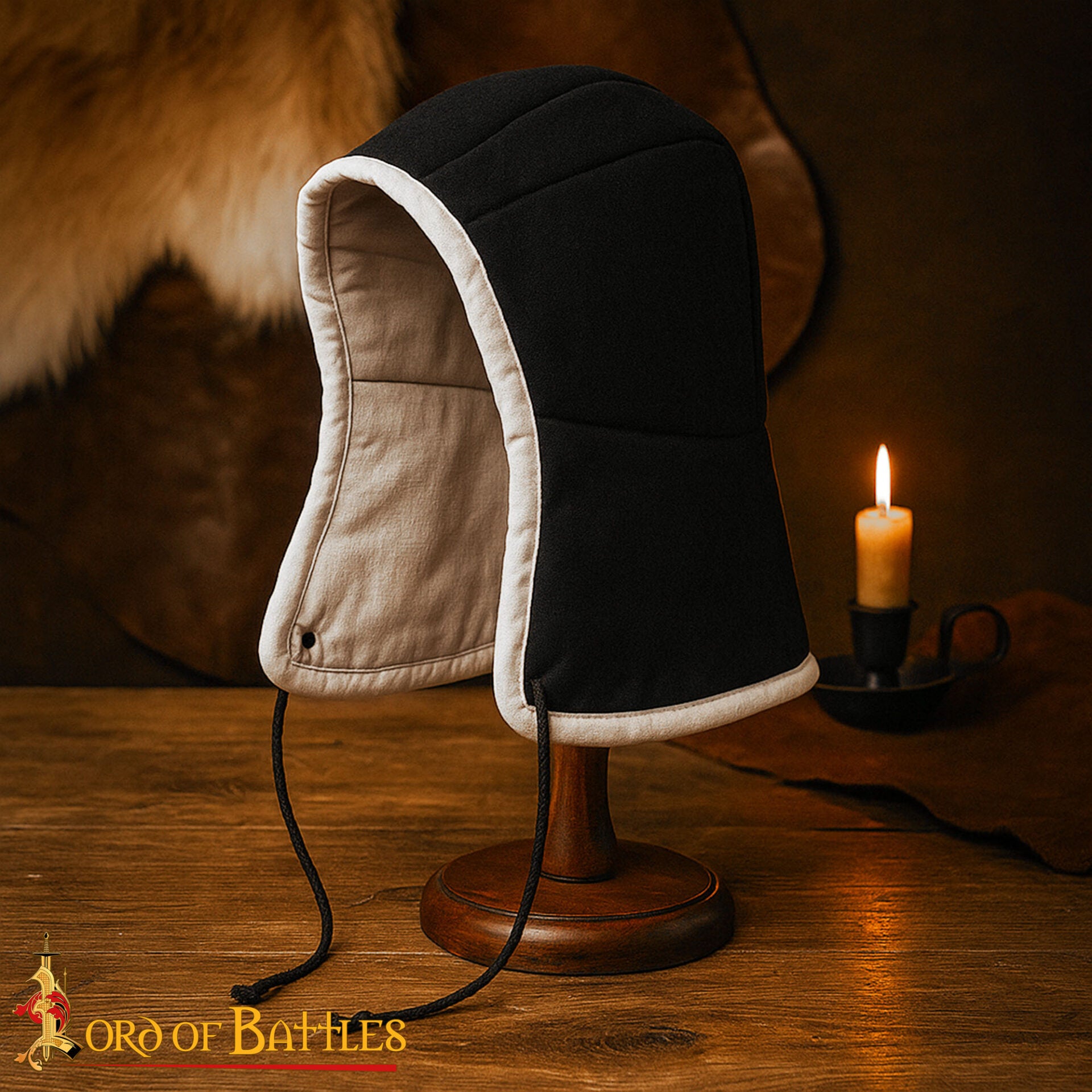 Imagen única de: Gorra Acolchada Medieval - Forro de Casco Acolchado Negro