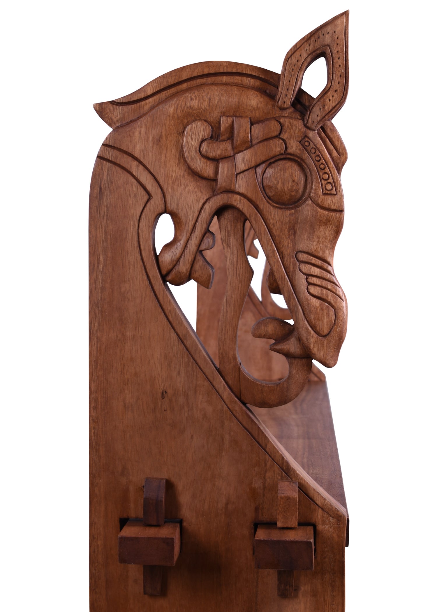 Imagen única de: Estante Vikingo De Madera Con Cabeza De Dragón, Grande