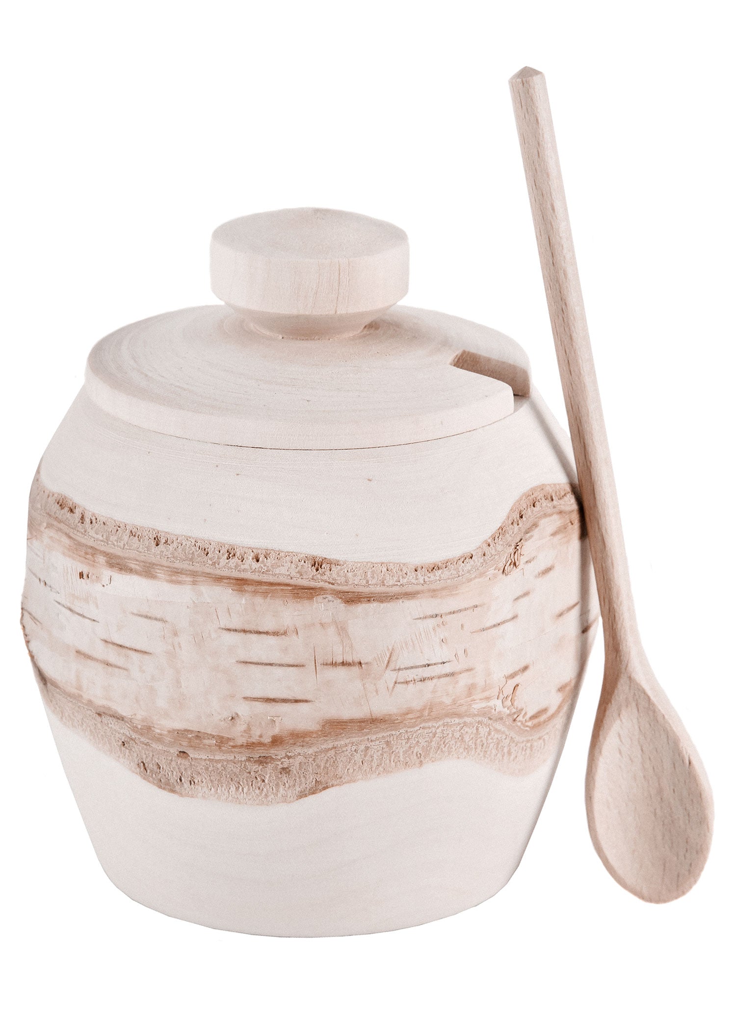 Imagen única de: Azucarero O Salero Con Cuchara, Madera De Abedul, Aprox.