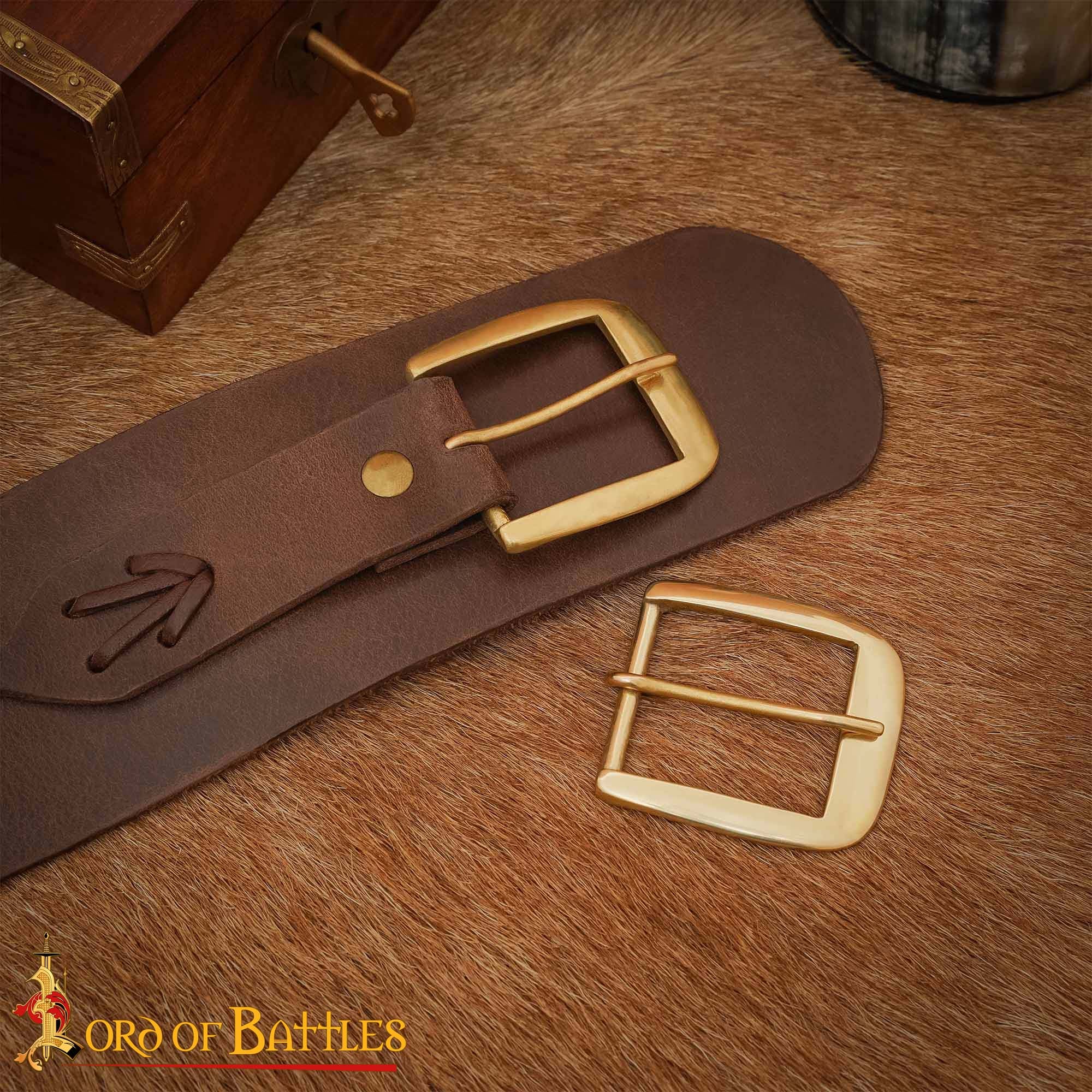 Imagen única de: Hebilla Medieval de Latón para Cinturón - Marco Ancho para Marroquinería Histórica