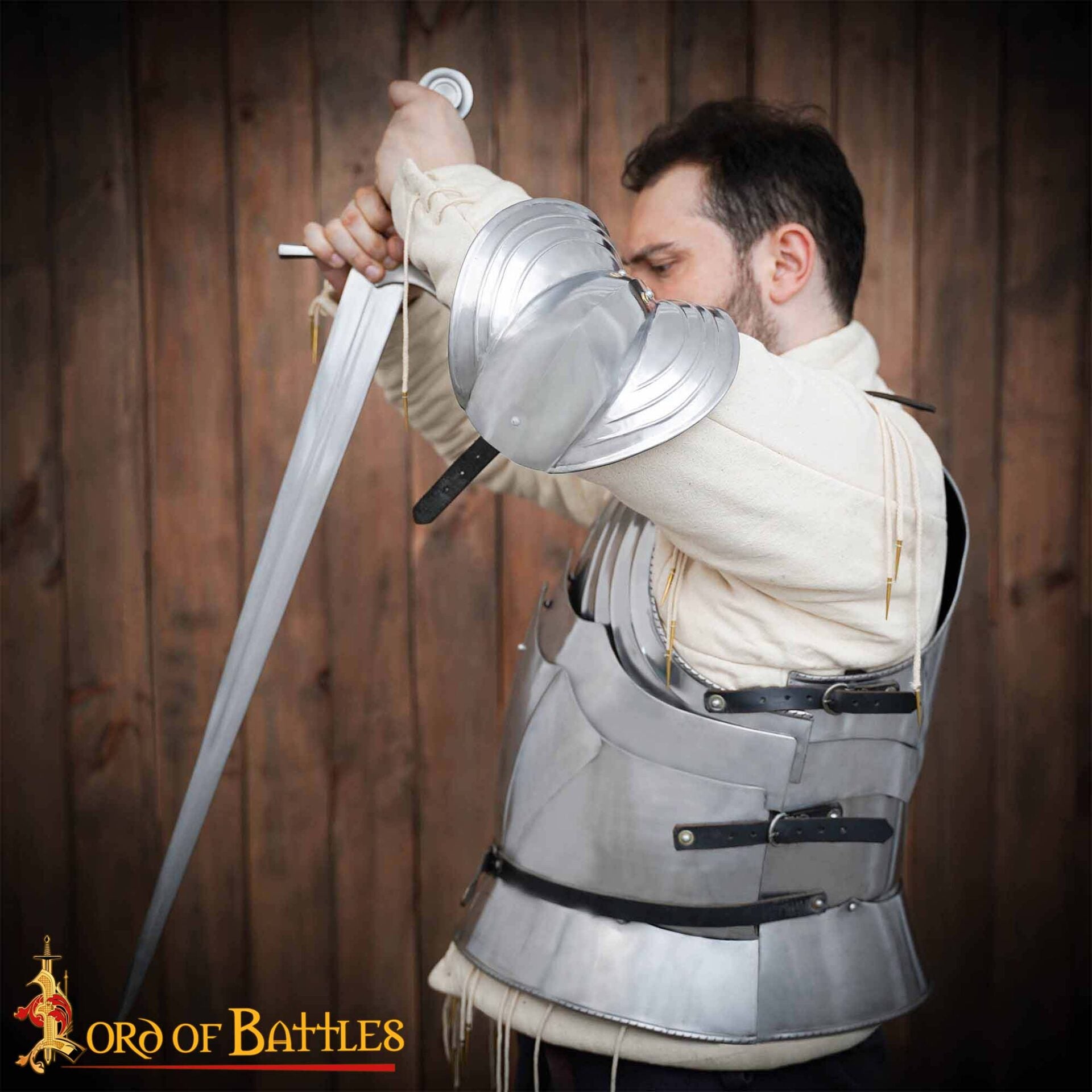 Imagen única de: Codera Alemana del Siglo Xv Tipo a - Juego de Coderas de Acero Pulido de Calibre 18 - Protección Medieval