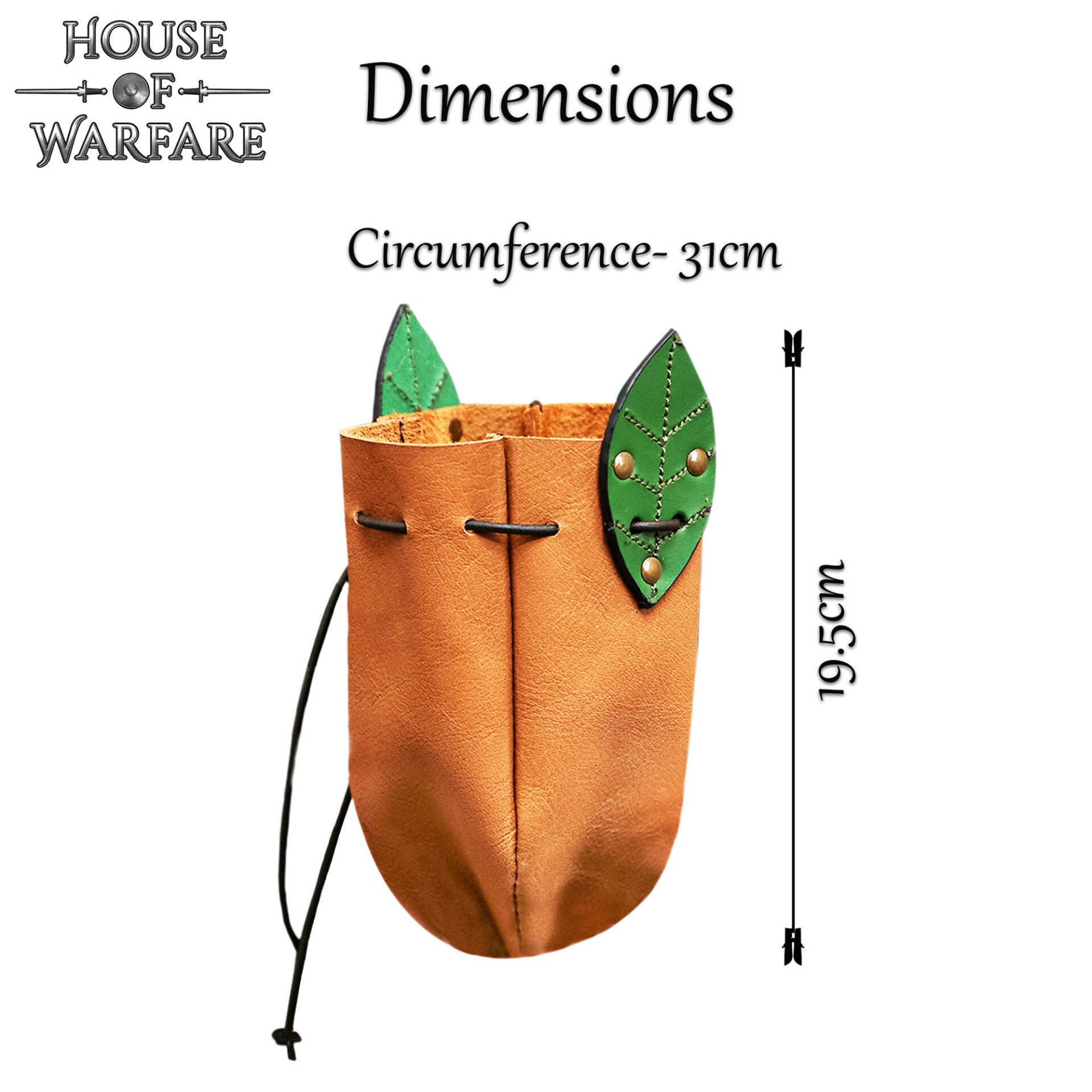 Imagen única de: Funda Medieval de Cuero para Cinturón con Detalles de Hojas - Funda de Cordón Marrón Claro para Monedas y Accesorios