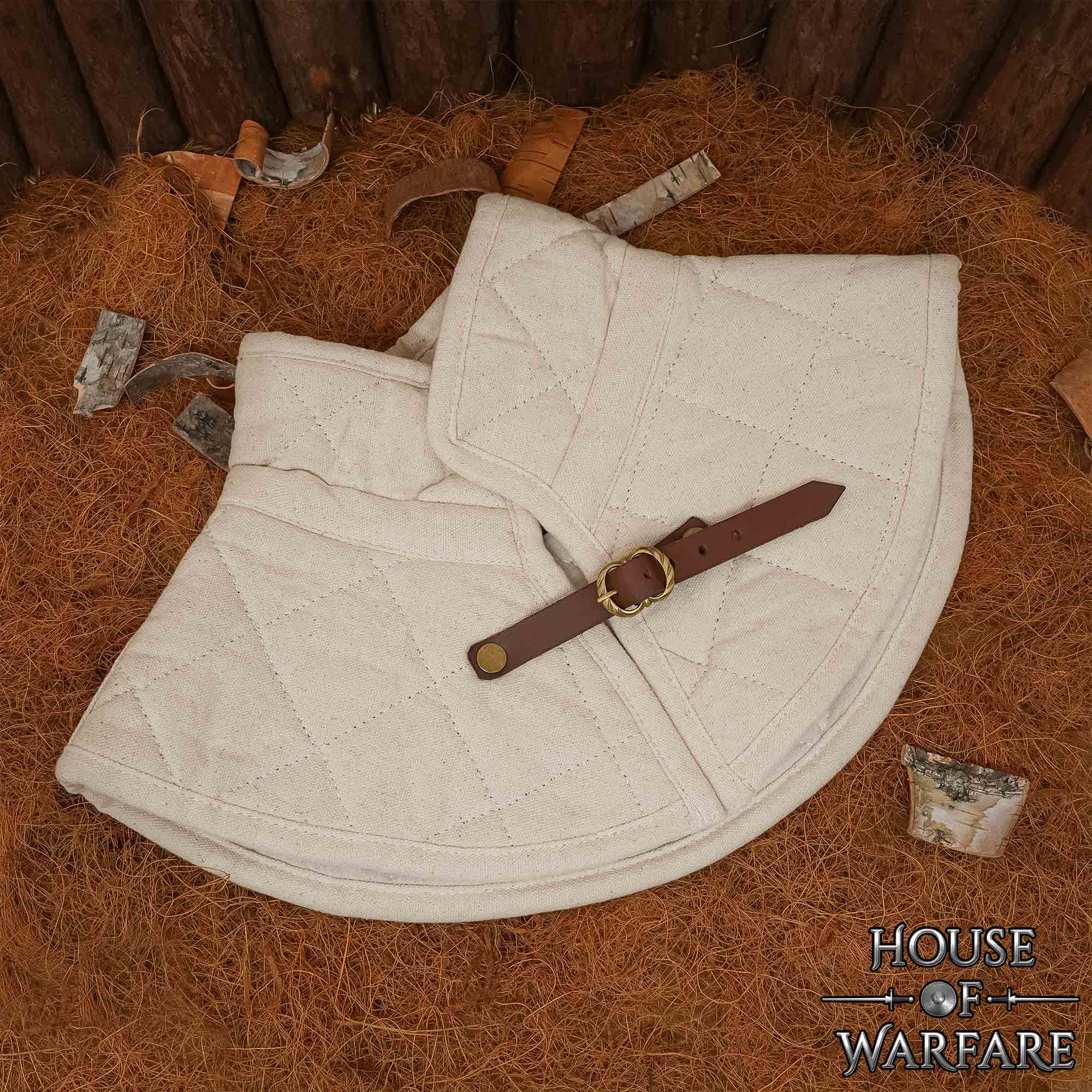 Imagen única de: Cuello de Gambesón Medieval Acolchado con Relleno de Algodón y Hebilla de Cuero