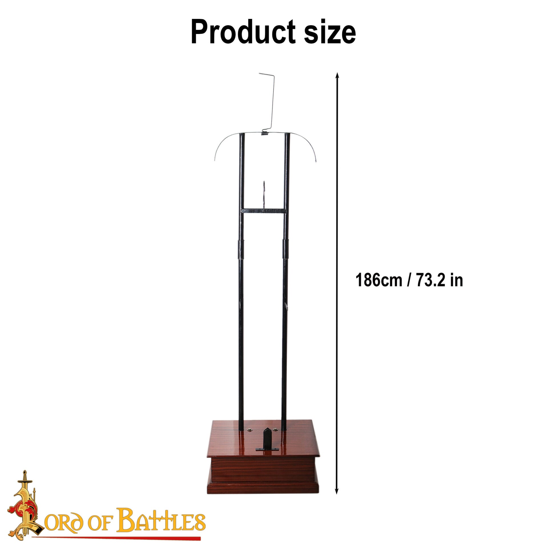 Imagen única de: Expositor Medieval de Armadura Completa - Estructura de Acero de Calibre 18 con Base de Madera Dura