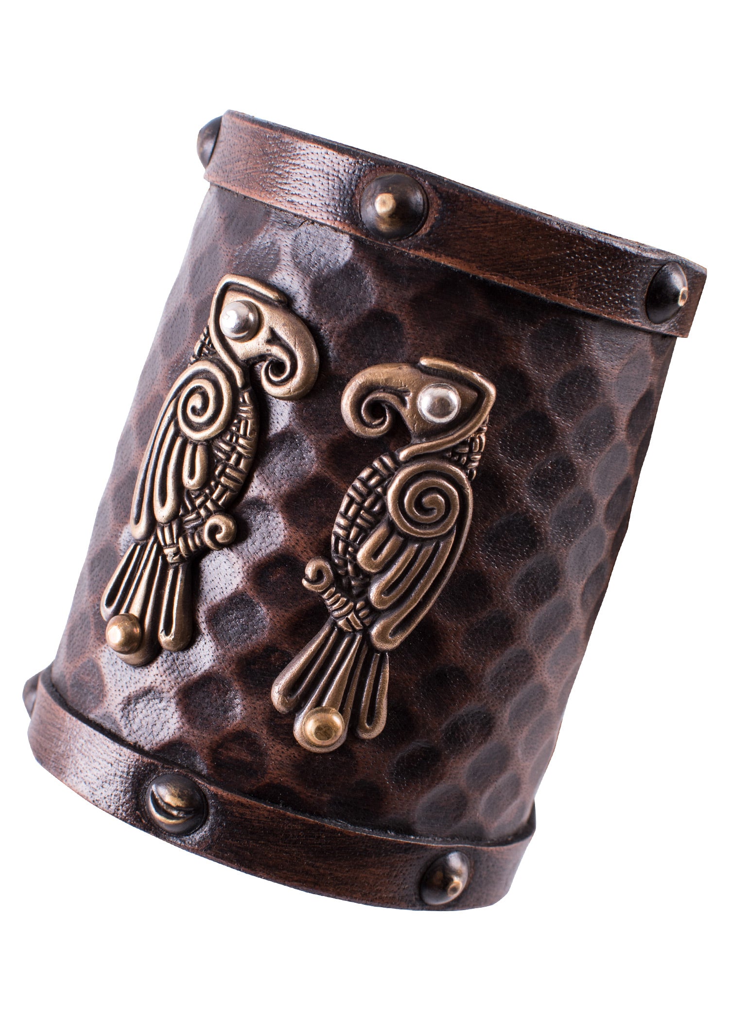 Imagen única de: Guardabrazos De Cuero Con Cuervos Nórdicos Hugin Y Munin