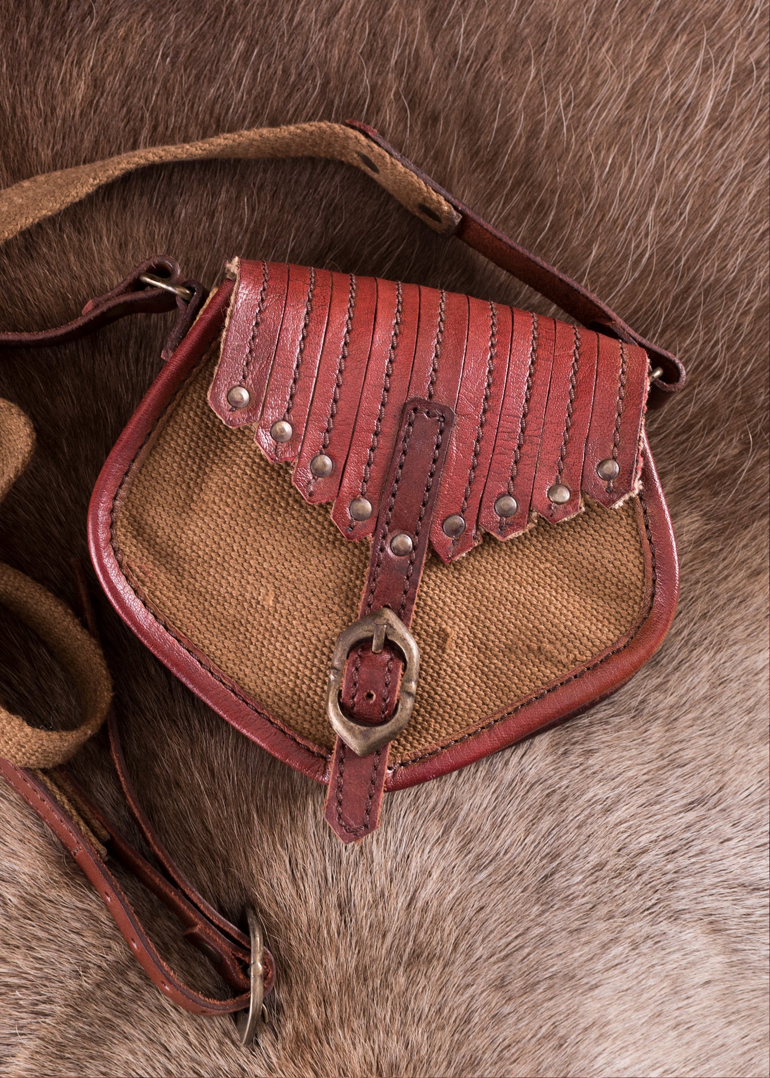 Imagen única de: Bolso Estilo Vikingo, Piel Y Lona.