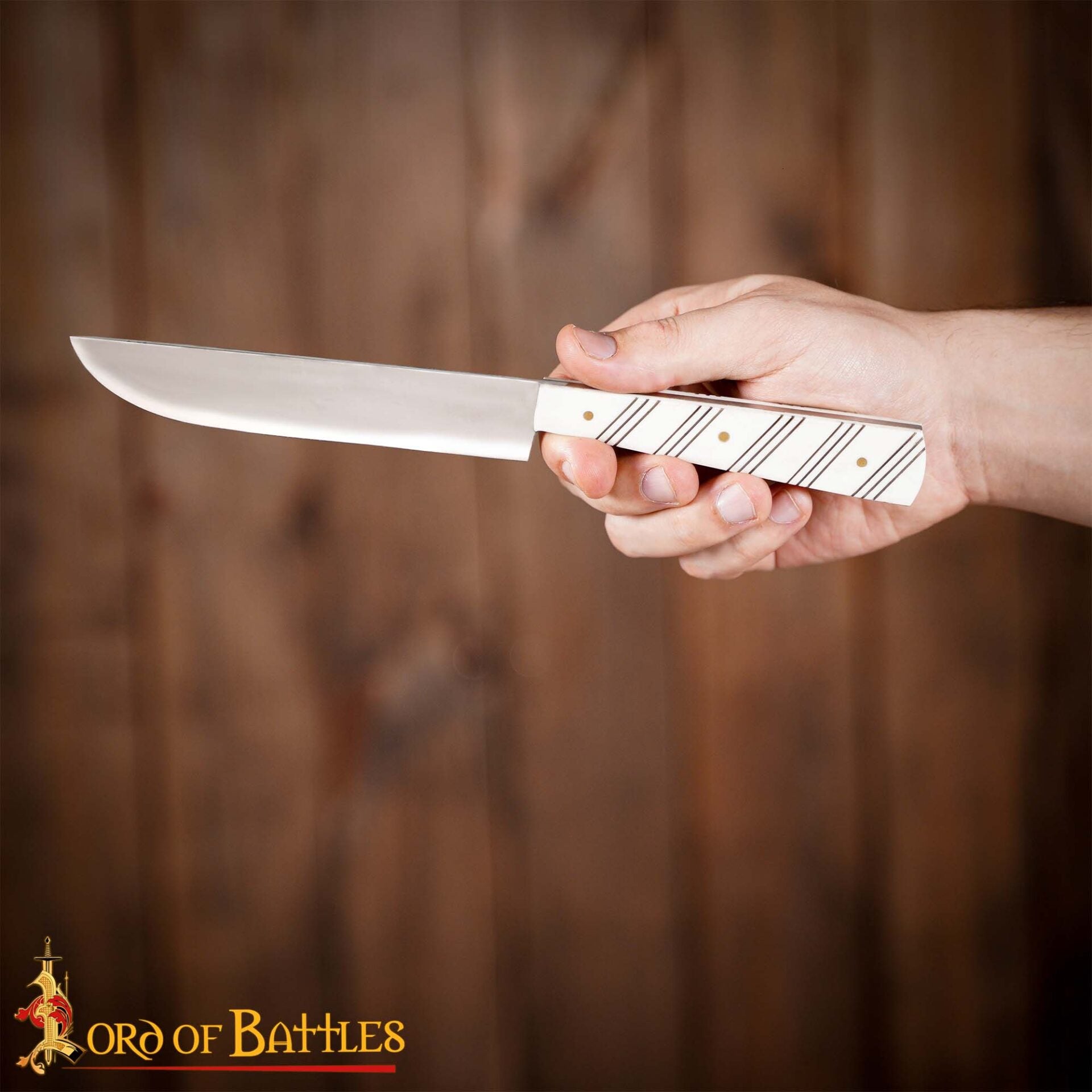 Imagen única de: Cuchillo Medieval de Acero Inoxidable con Mango de Hueso Pulido - 27 Cm Historical Dining & Utility Knife