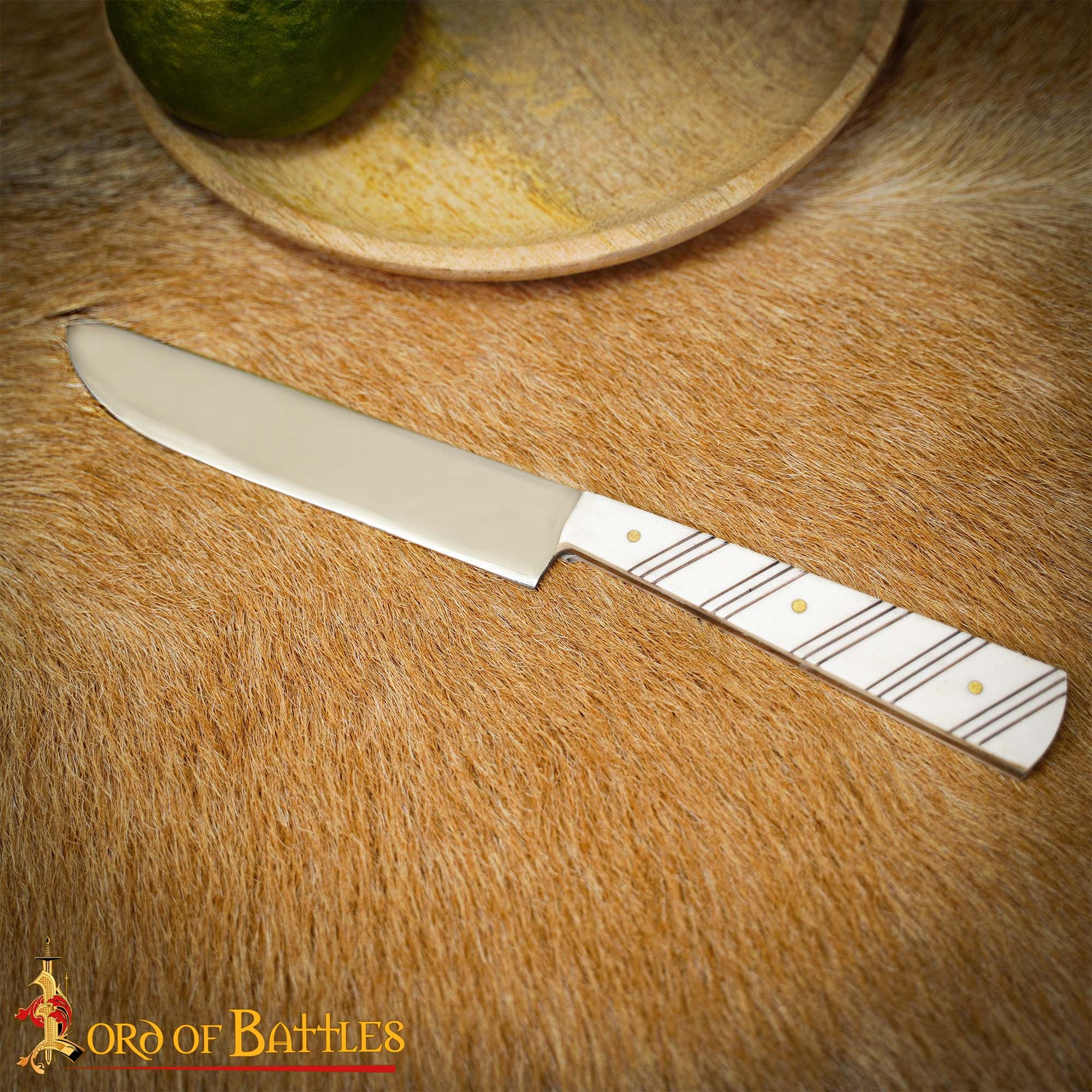Imagen única de: Cuchillo Medieval de Acero Inoxidable con Mango de Hueso Pulido - 27 Cm Historical Dining & Utility Knife