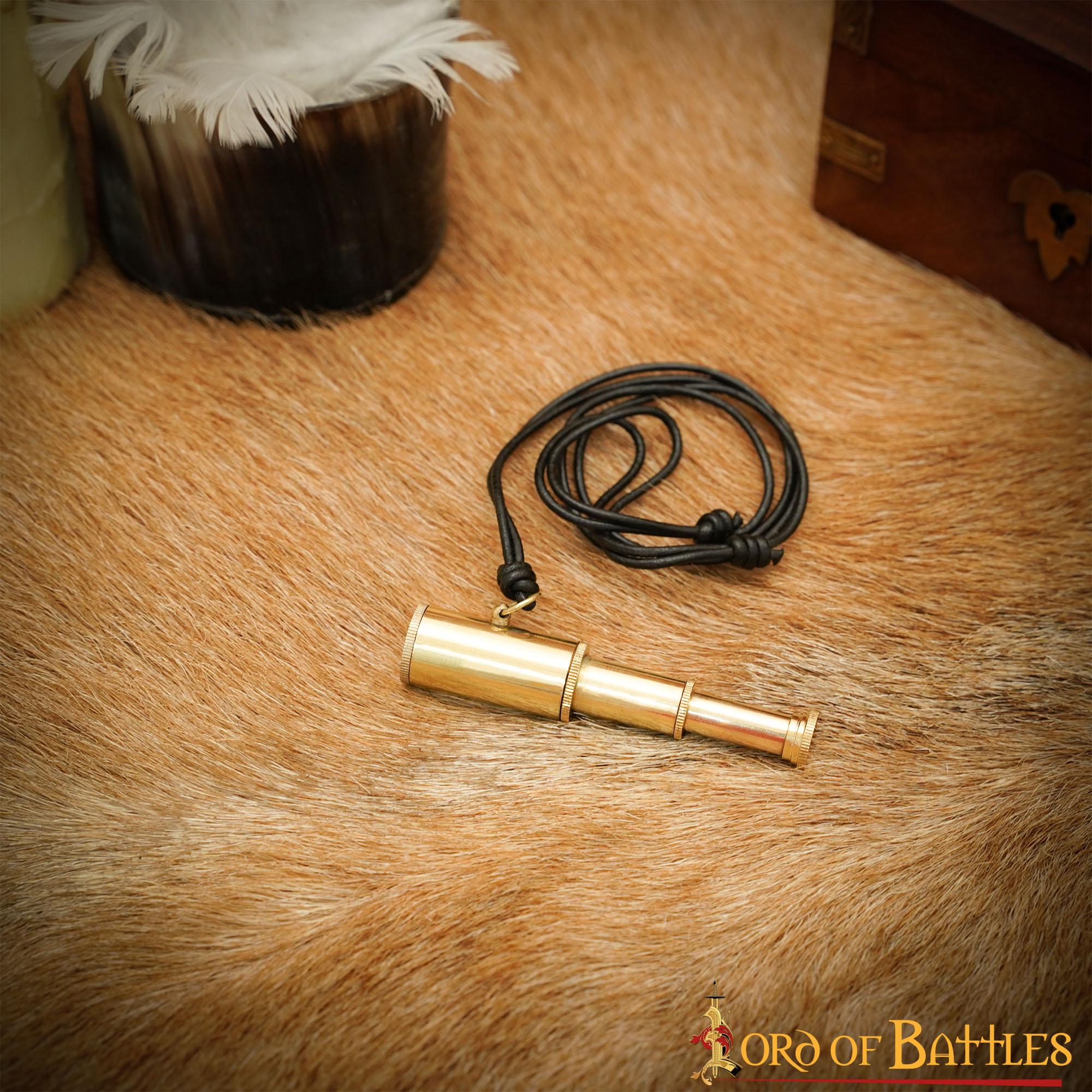 Imagen única de: Colgante Pirata Telescopio de Latón - Mini Collar Catalejo para Disfraces Históricos Náuticos