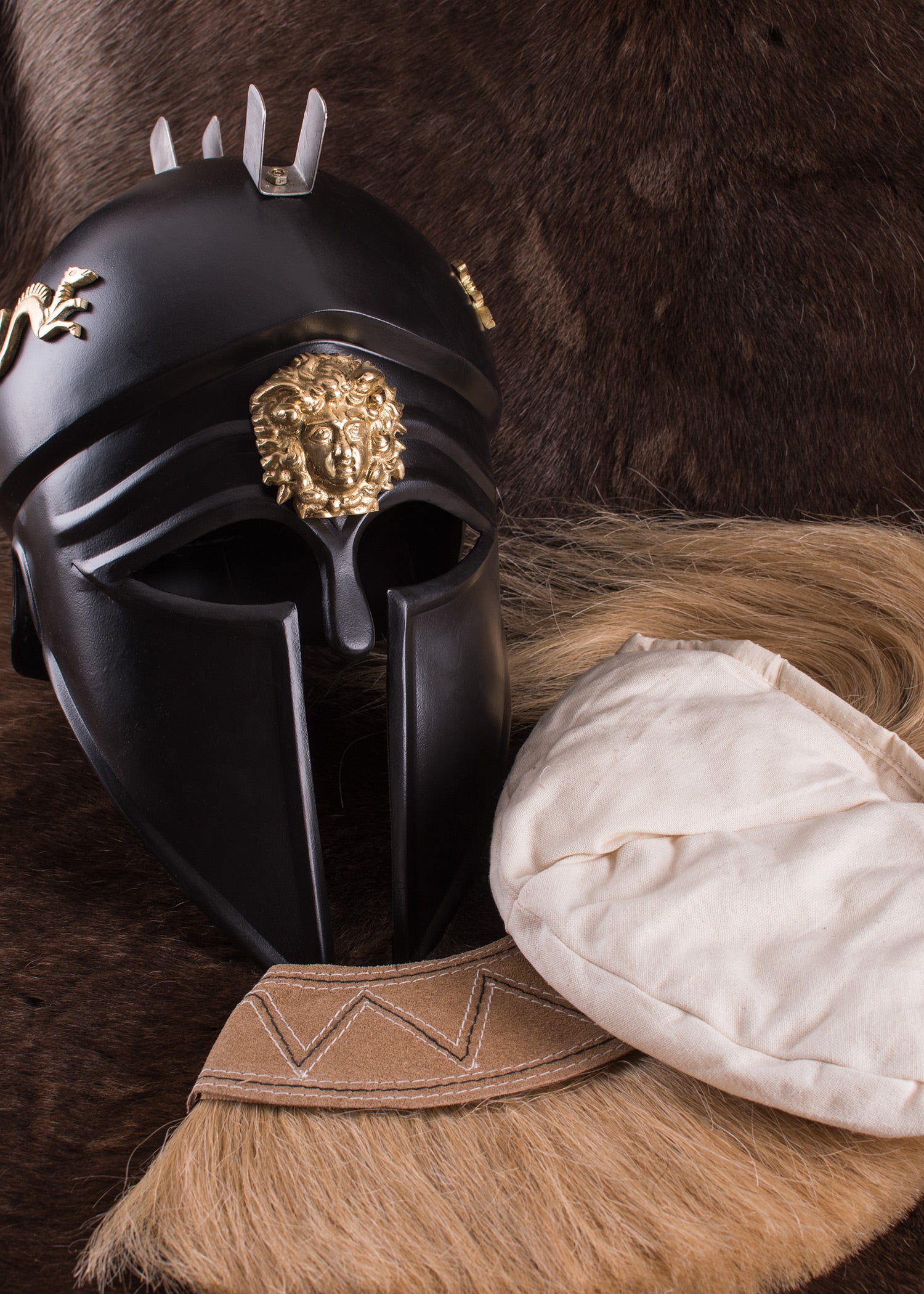 Imagen única de: Casco Italo-corintio Con Escudo, Negro, Decorado
