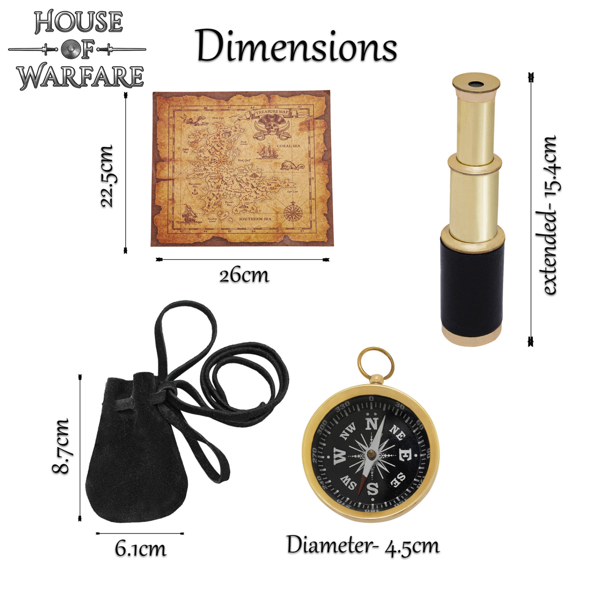 Imagen única de: Juego de Búsqueda del Tesoro Brújula Telescopio Mapa Ideal para Larp Cosplay