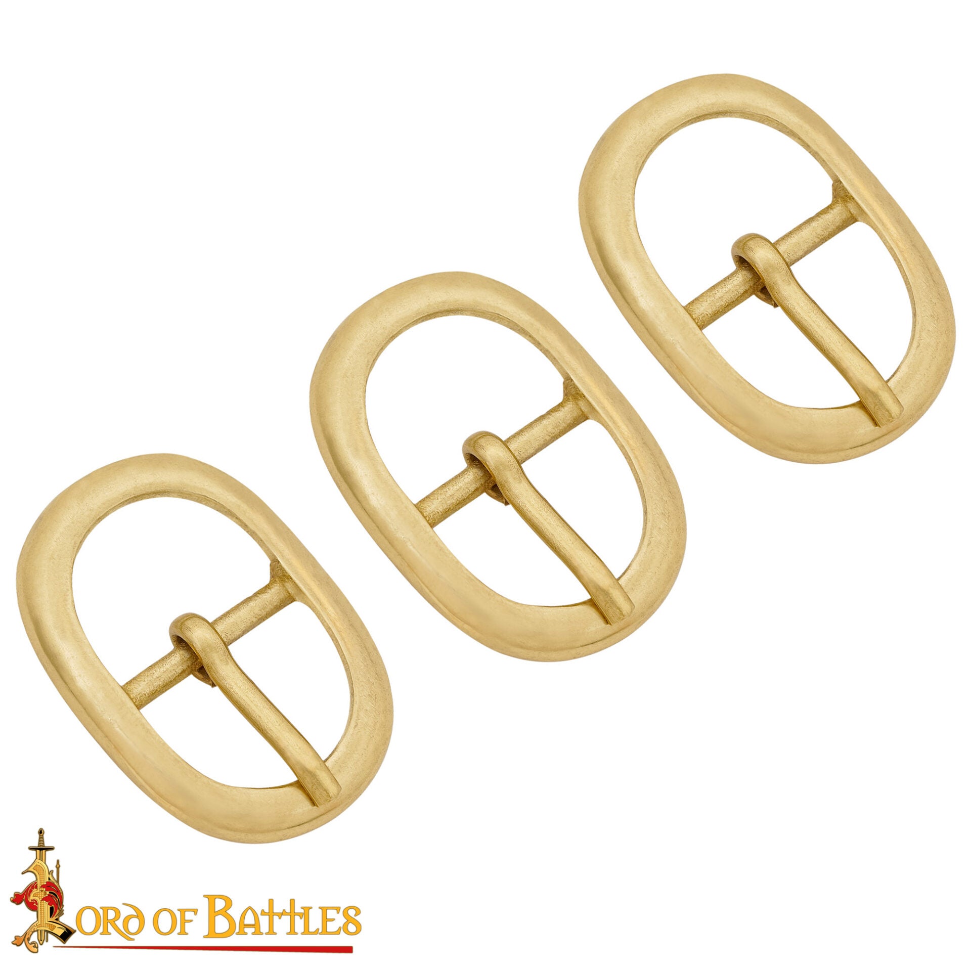 Imagen única de: Juego de Hebillas de Cinturón Medievales Ovaladas de Latón (3 Piezas) - para Marroquinería, Prendas de Vestir y Accesorios