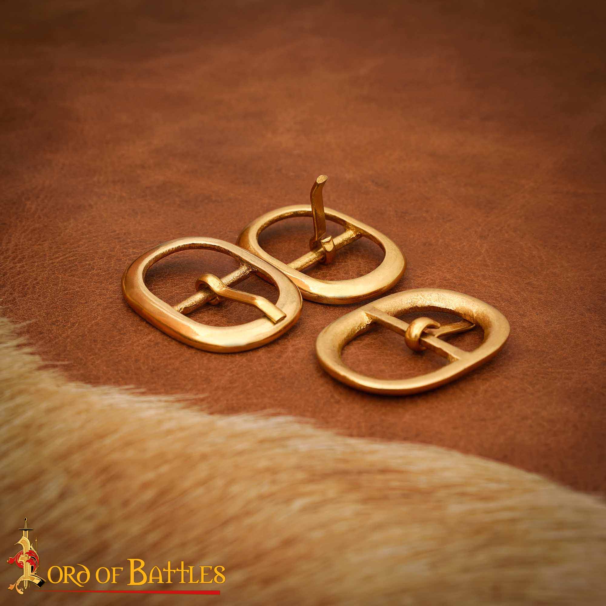 Imagen única de: Juego de Hebillas de Cinturón Medievales Ovaladas de Latón (3 Piezas) - para Marroquinería, Prendas de Vestir y Accesorios