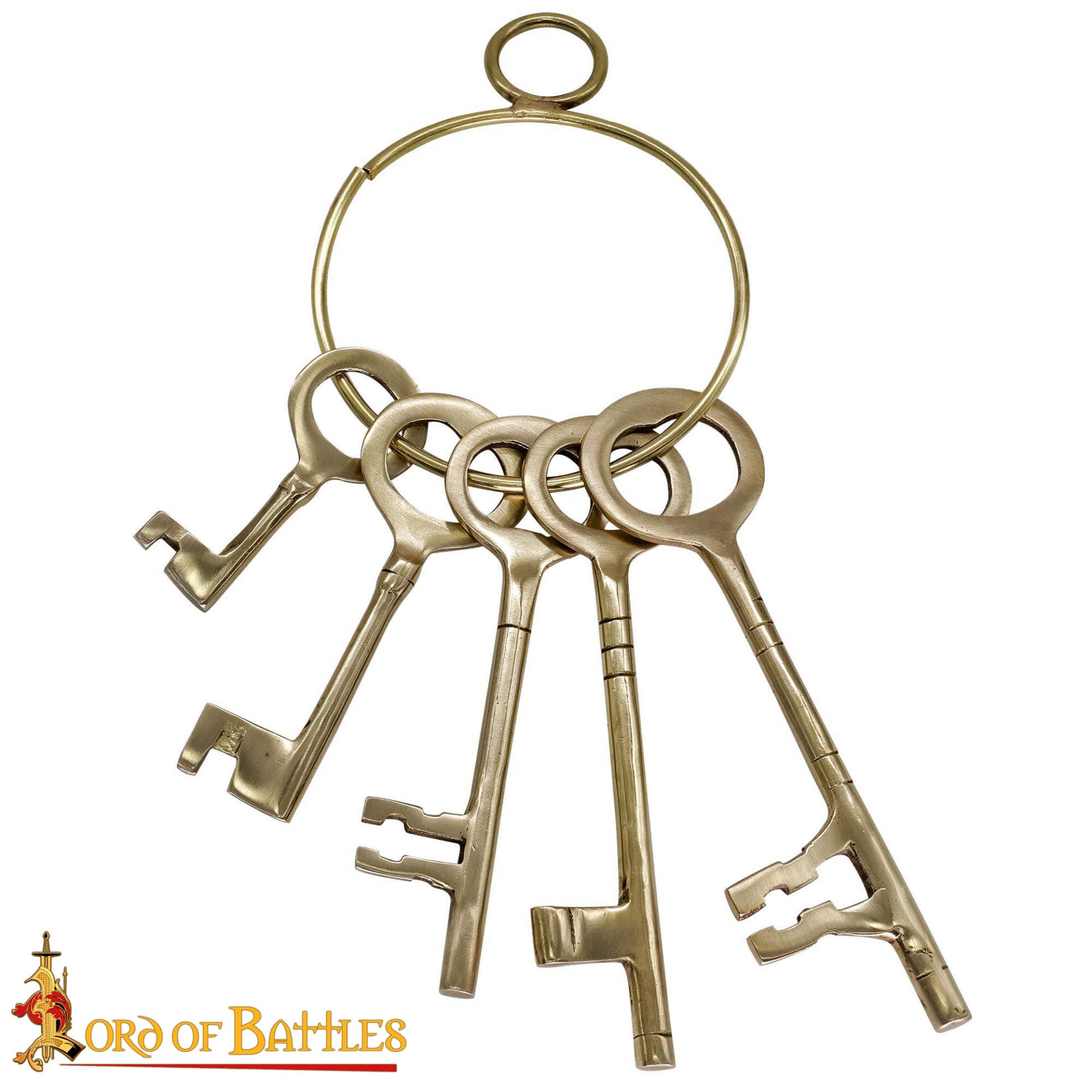 Imagen única de: Juego de Llaves Medievales de Latón para Mazmorras - Réplica Histórica de 5 Piezas para Decoración Pirata y Salas de Escape