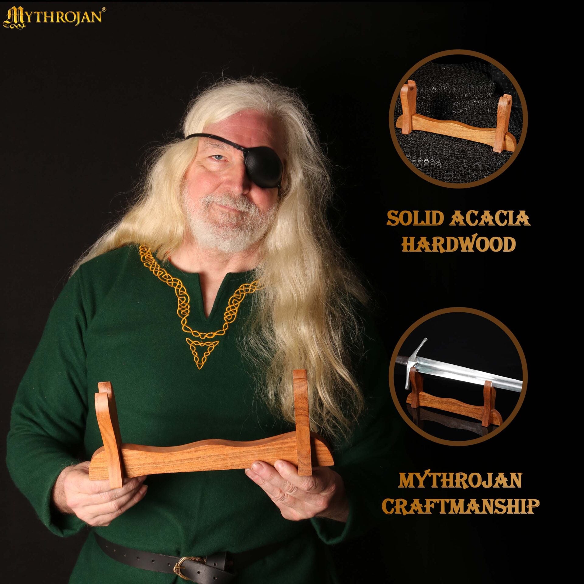 Imagen única de: Soporte de Madera para Espada Mythrojan (pequeño) "simple &amp; Portátil"