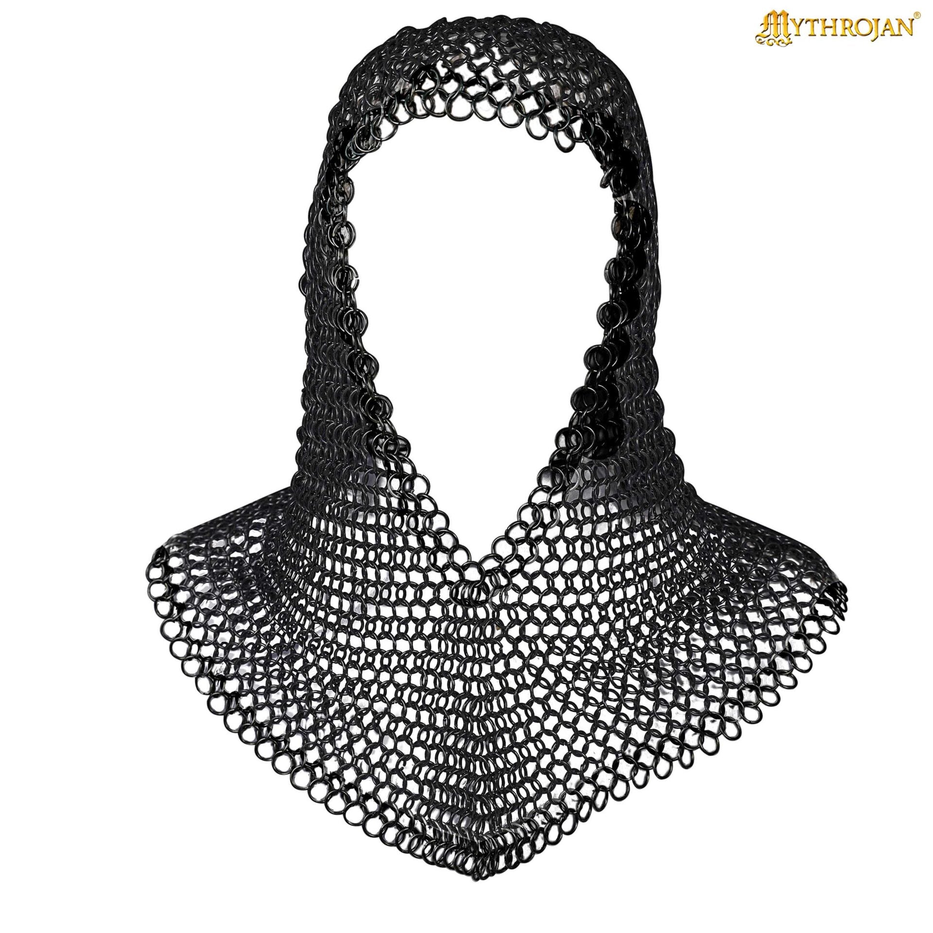 Imagen única de: Cofia Medieval de Cota de Malla - Anillas de Acero Dulce Conificado - Acabado Ennegrecido - 10 Mm 16 Galgas - Grande