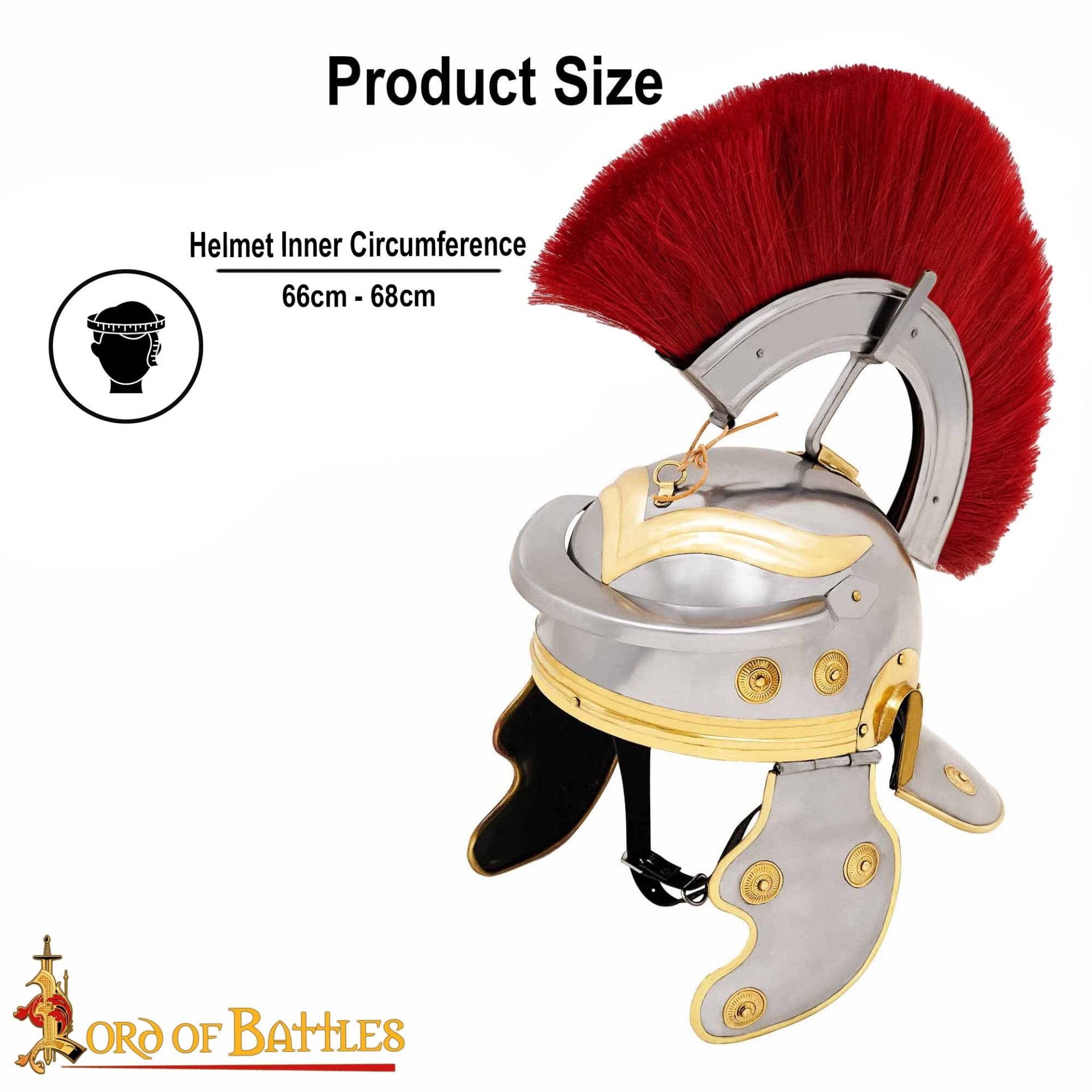 Imagen única de: Casco de Galo Imperial Romano del Siglo I con Cresta Roja, Hecho a Mano de Forma Tradicional - Acero y Latón Pulidos