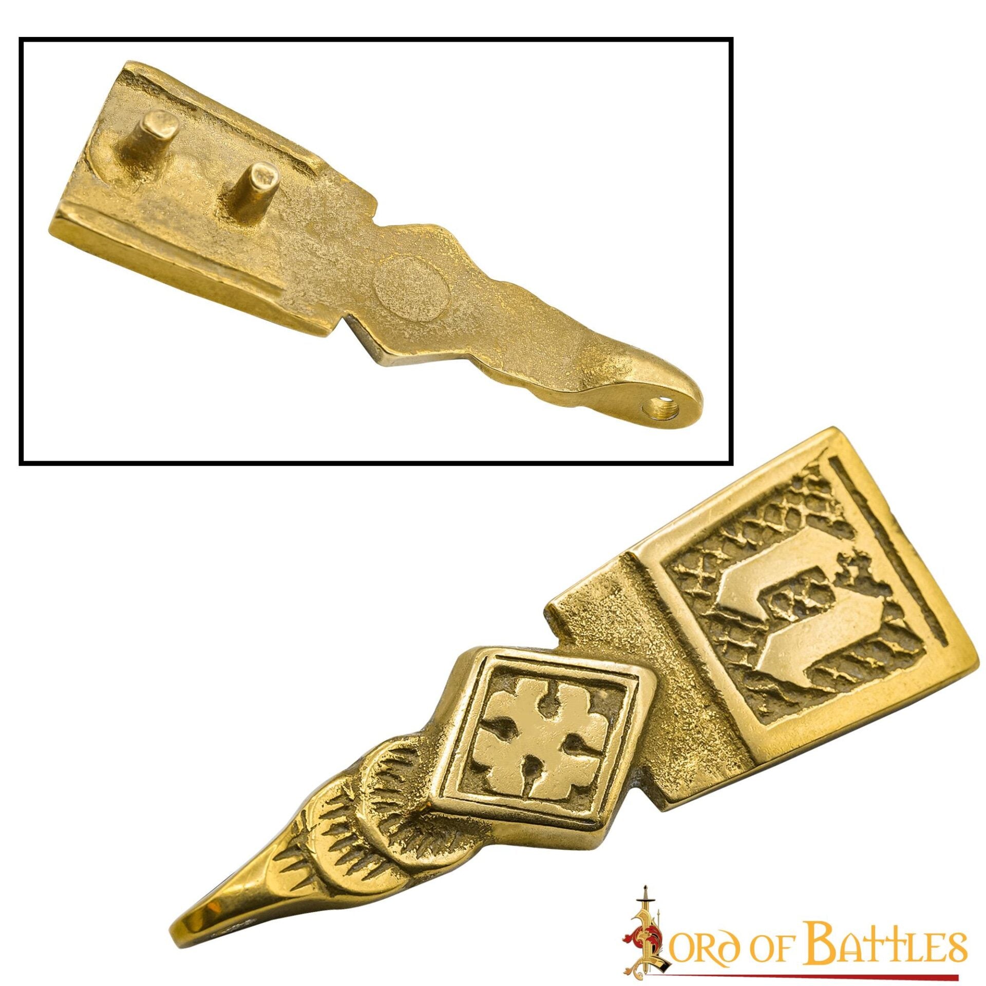 Imagen única de: Intrincado Cinturón Medieval de Latón Macizo Accesorio Funcional Chape