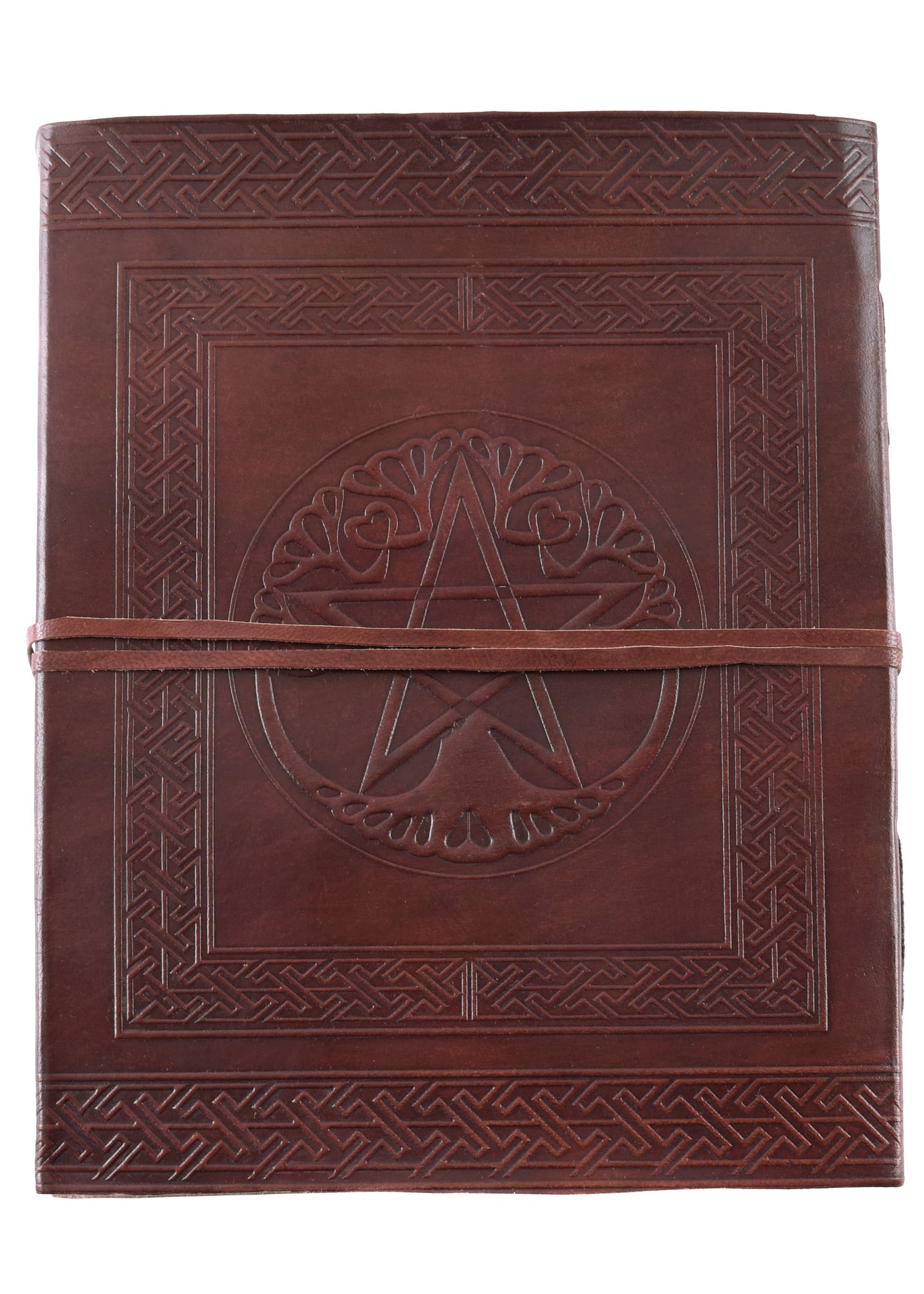 Imagen única de: Libro Grande De Piel Con Pentagrama, Marrón, Aprox. 20 X 25 Cm