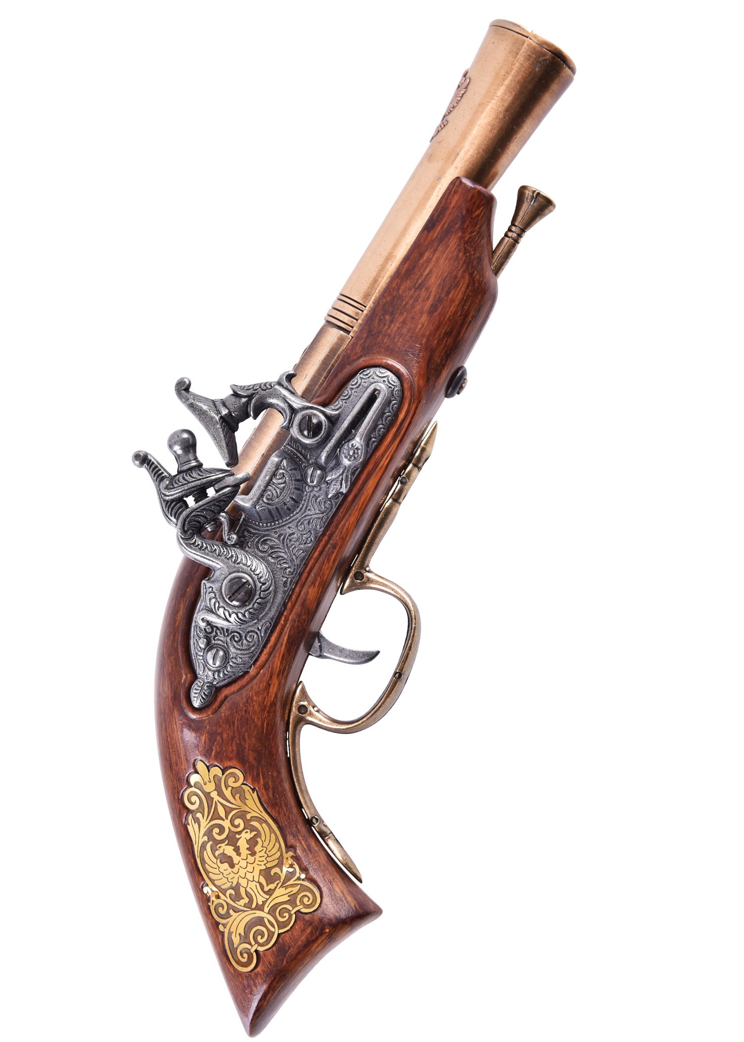 Imagen única de: Pistola De Chispa Alemana, Siglo Xvii, Latón, Réplica