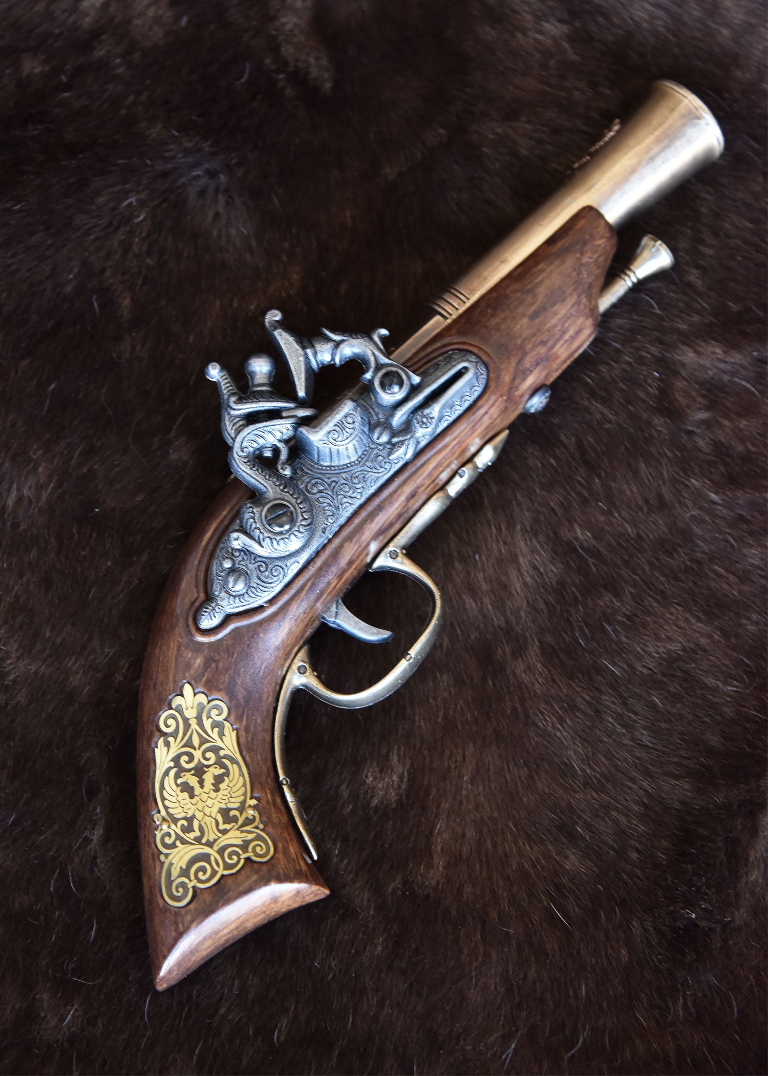 Imagen única de: Pistola De Chispa Alemana, Siglo Xvii, Latón, Réplica