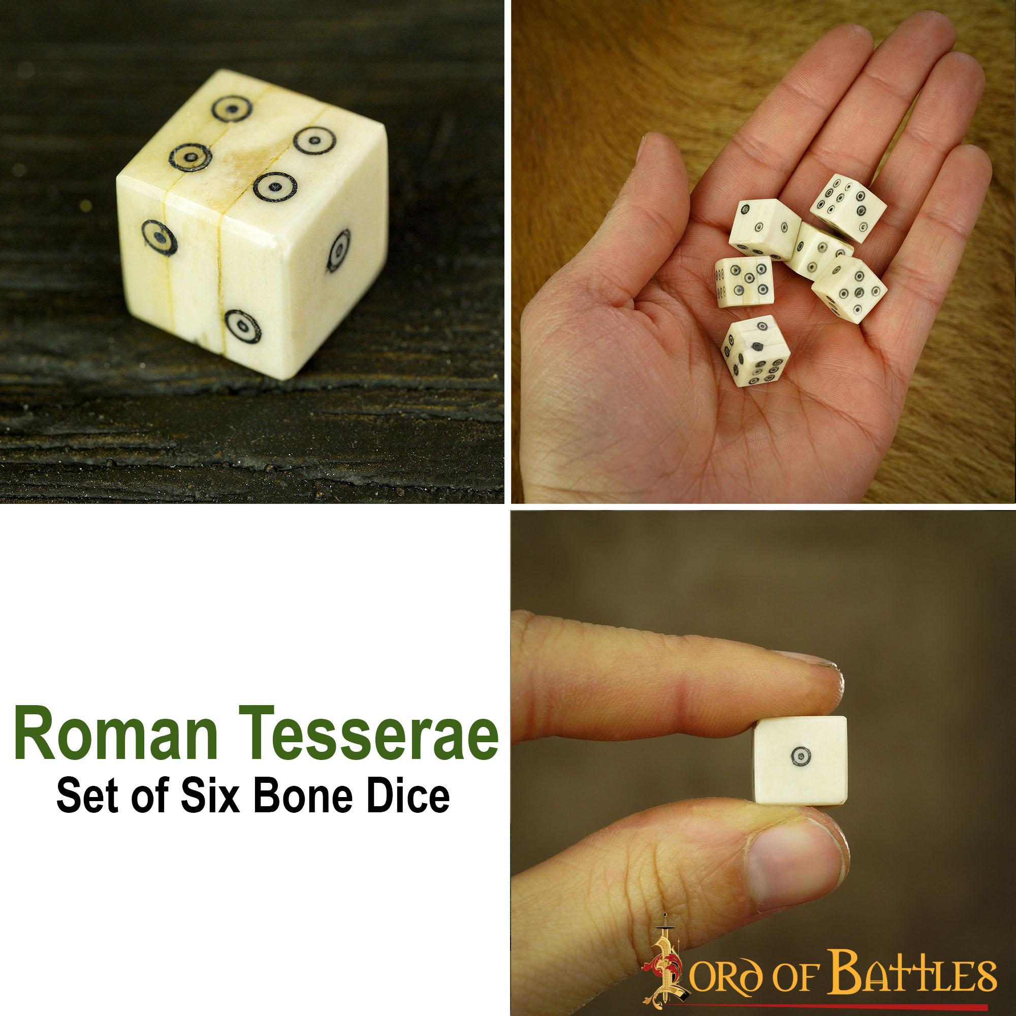 Imagen única de: Dados Romanos de Hueso con Teselas - Juego de 6 Dados en Espiral Hechos a Mano (hueso Pulido)