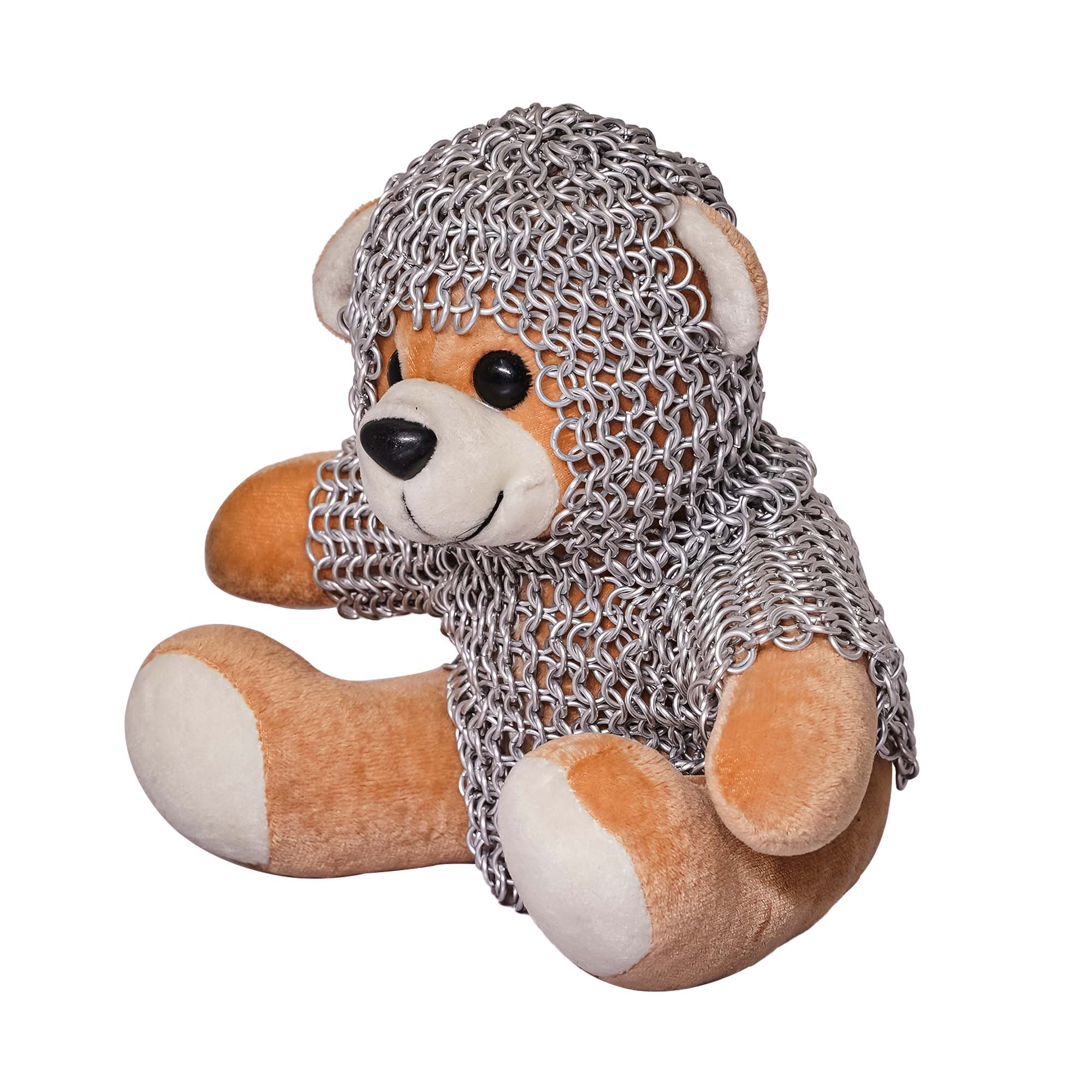 Imagen única de: Osito Caballero con Cota de Malla - Oso Guerrero con Cota de Malla de Aluminio Anodizado de 6 Mm 17g
