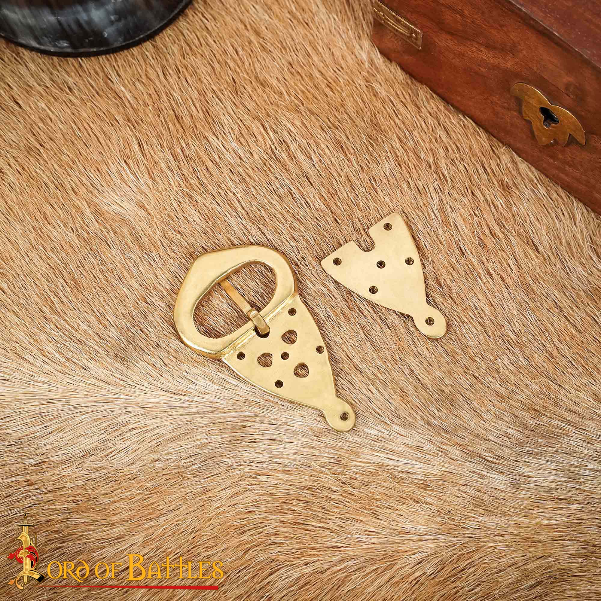 Imagen única de: Hebilla de Cinturón Vikinga con Placa Posterior Nudos Celtas Latón Puro Juego de 5