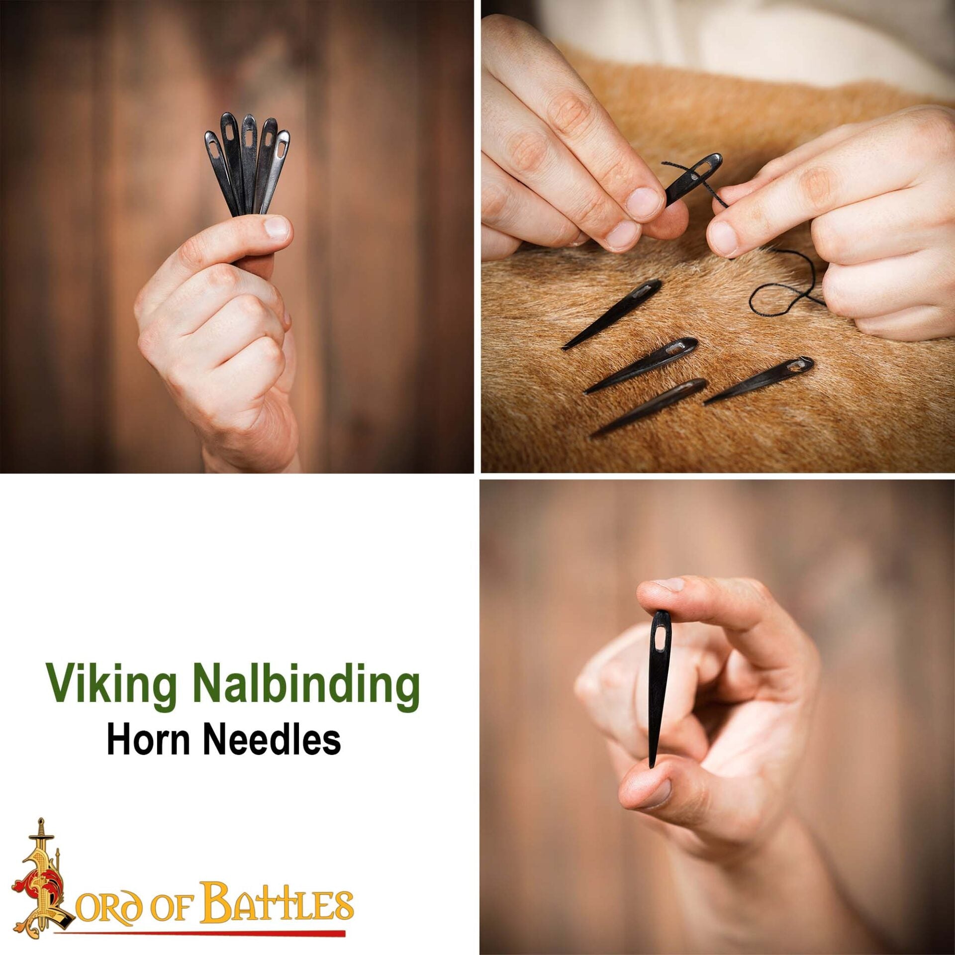 Imagen única de: Vikingo Nalbinding Cuerno Agujas Juego de 5 Genuino Cuerno Accesorio